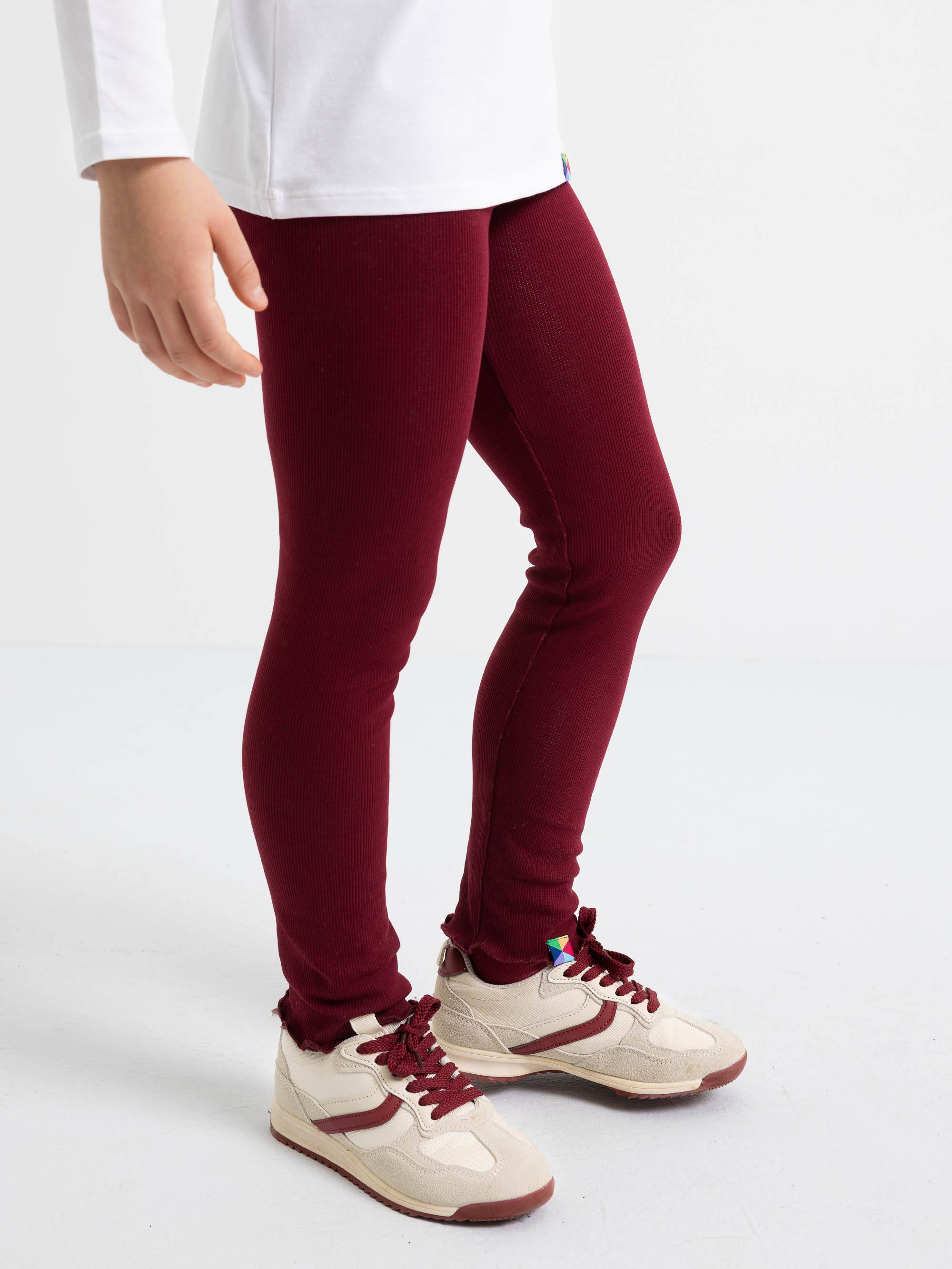 Bordowe legginsy prążkowane