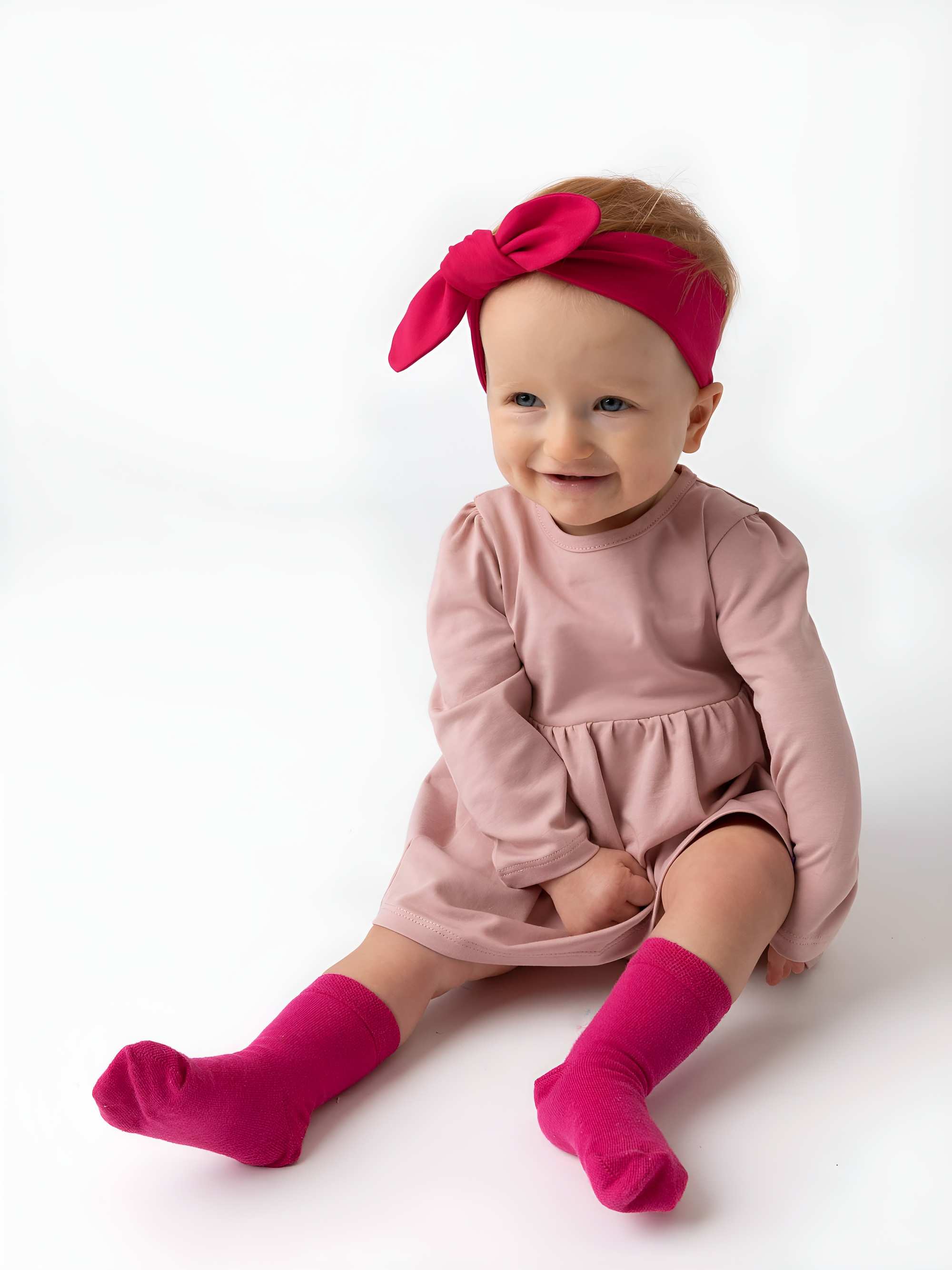 Powder pink long sleeve bodysuit dress