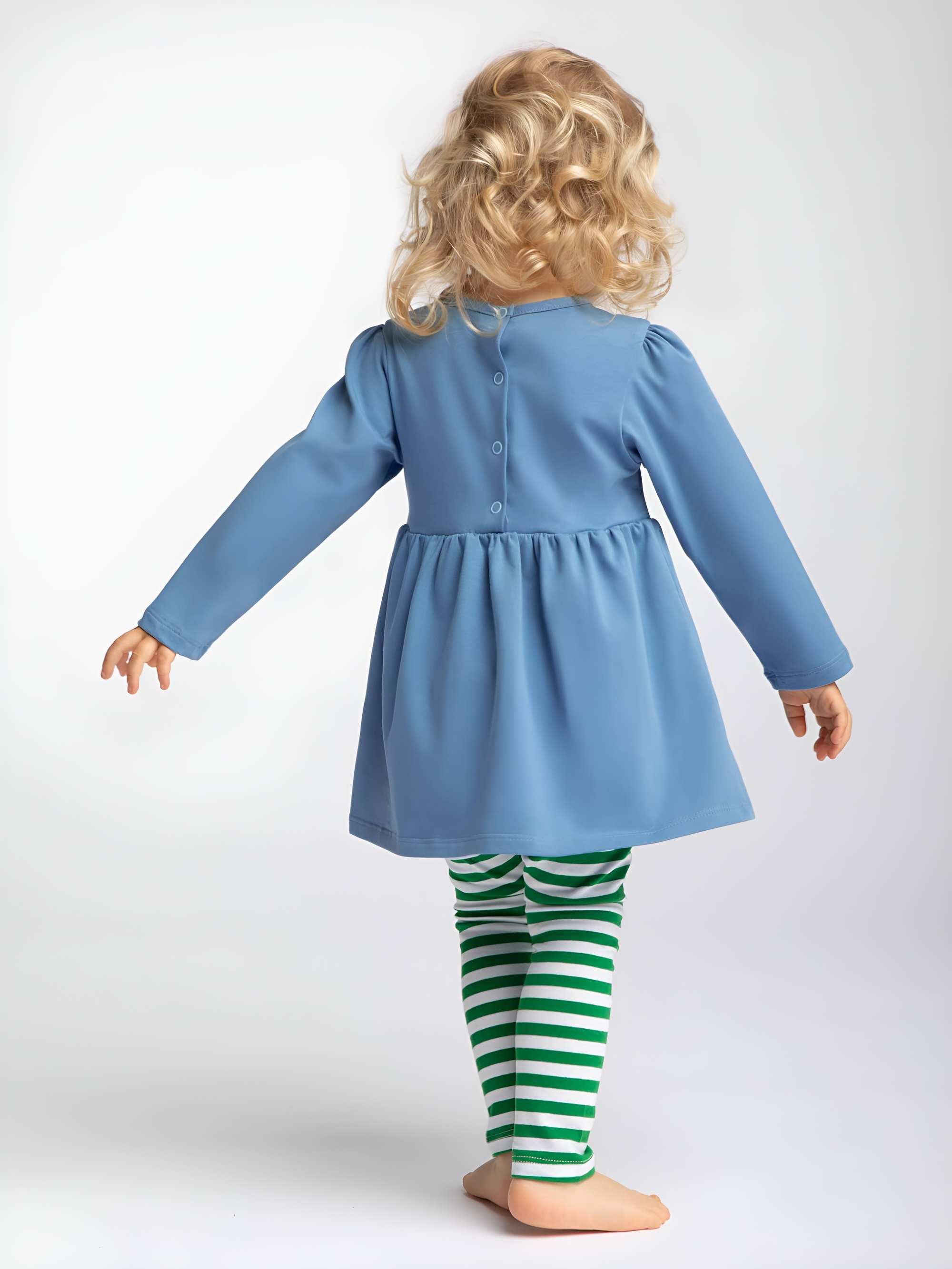 Sky blue long sleeve bodysuit dress