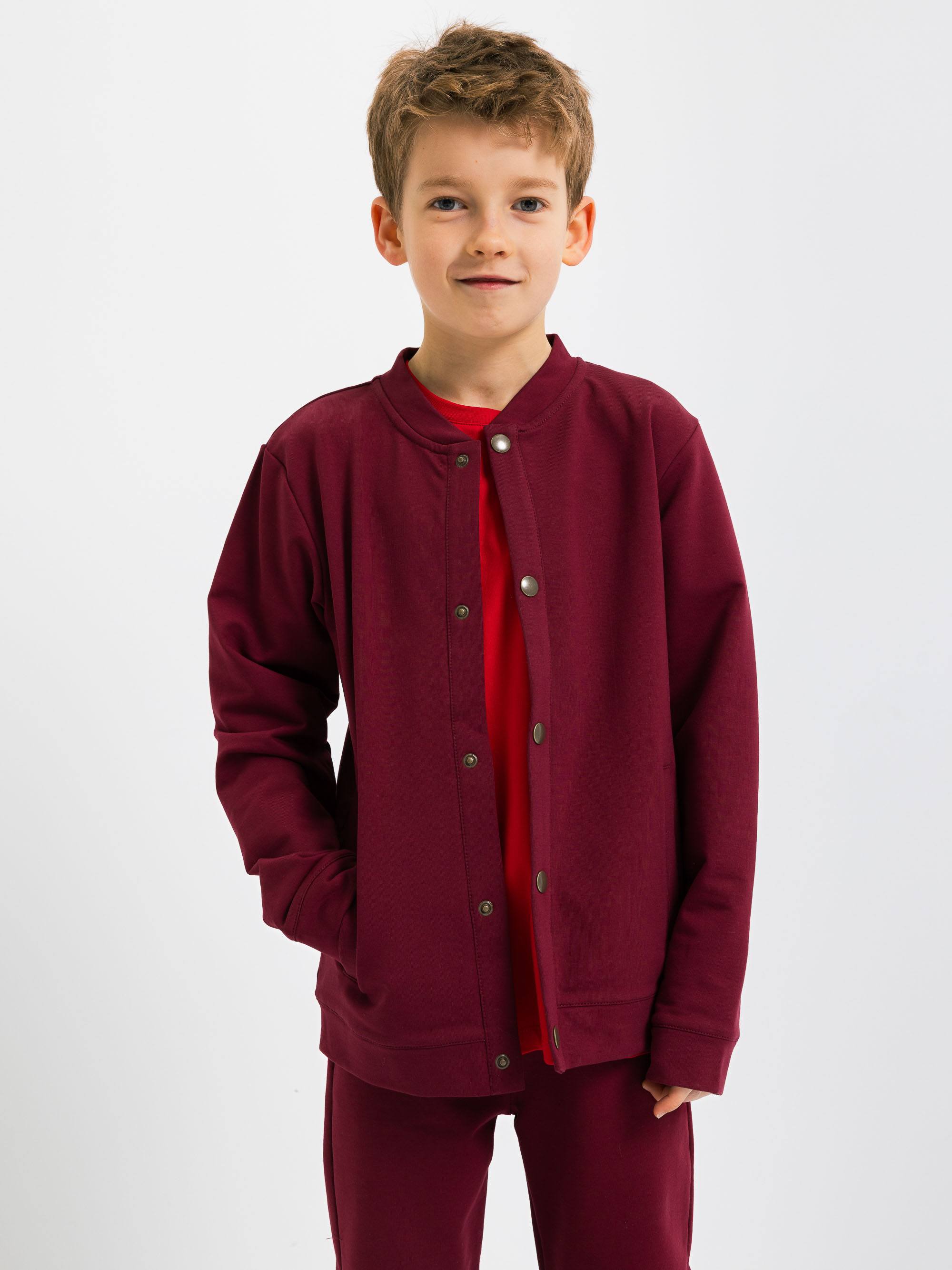 Bordowa bluza bomber z kieszeniami