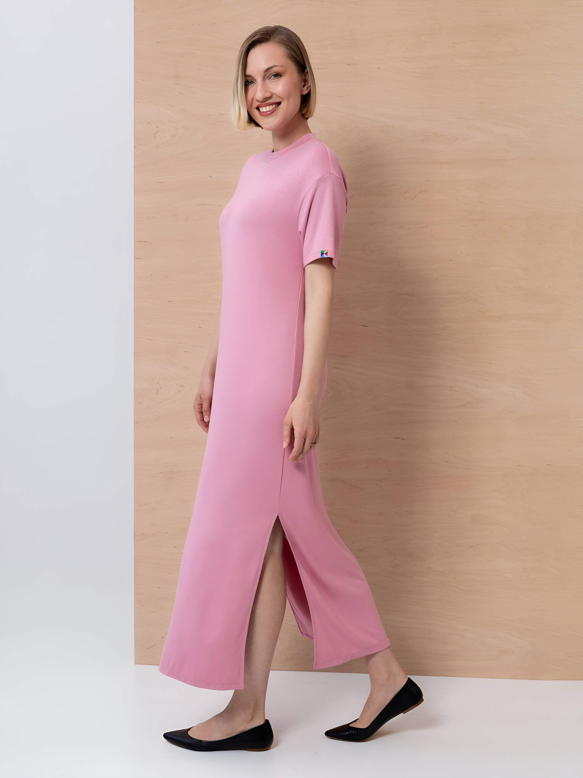 Dusty pink dress with slits Women