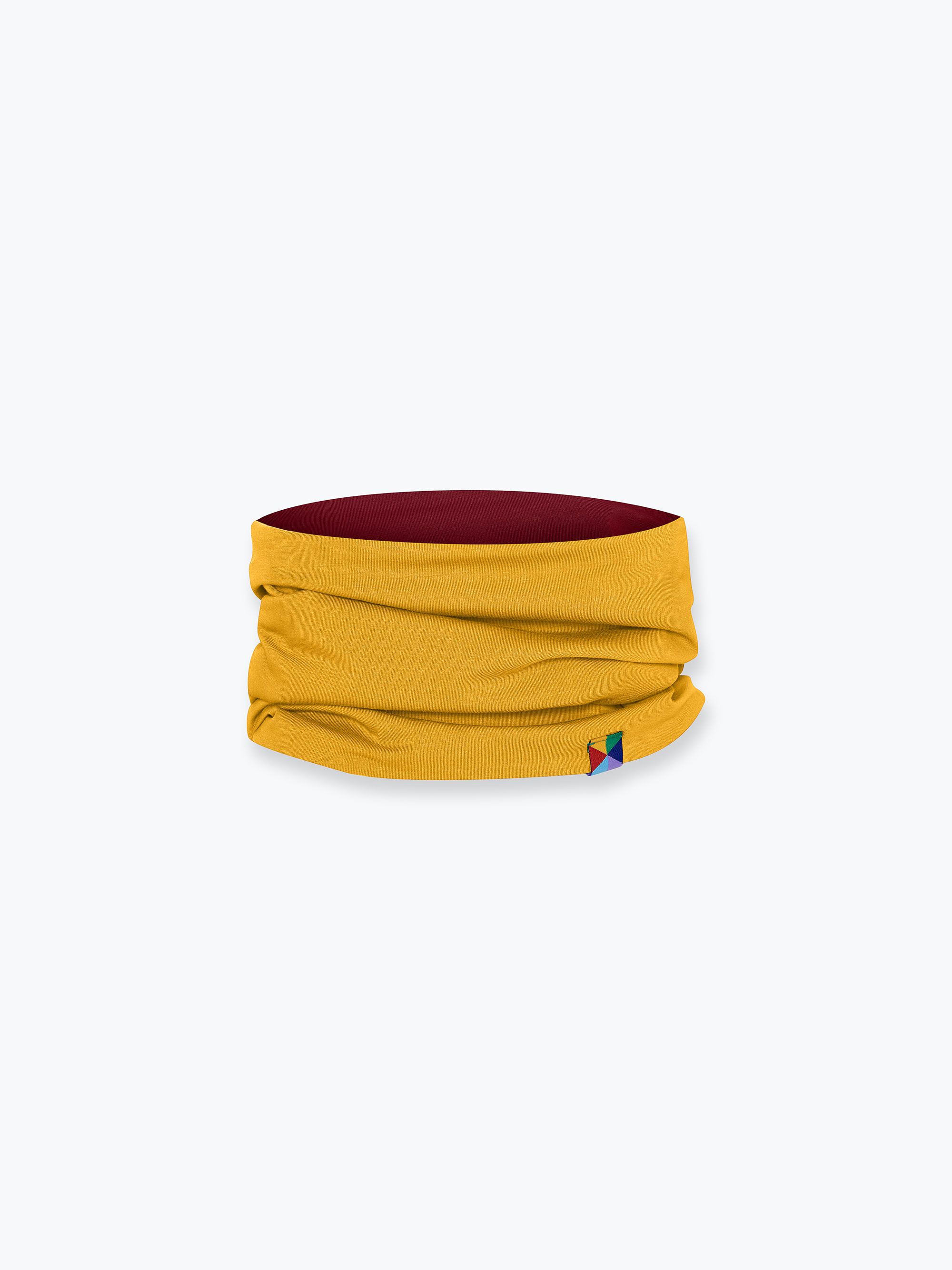 Burgundy - mustard reversible neck warmer Junior