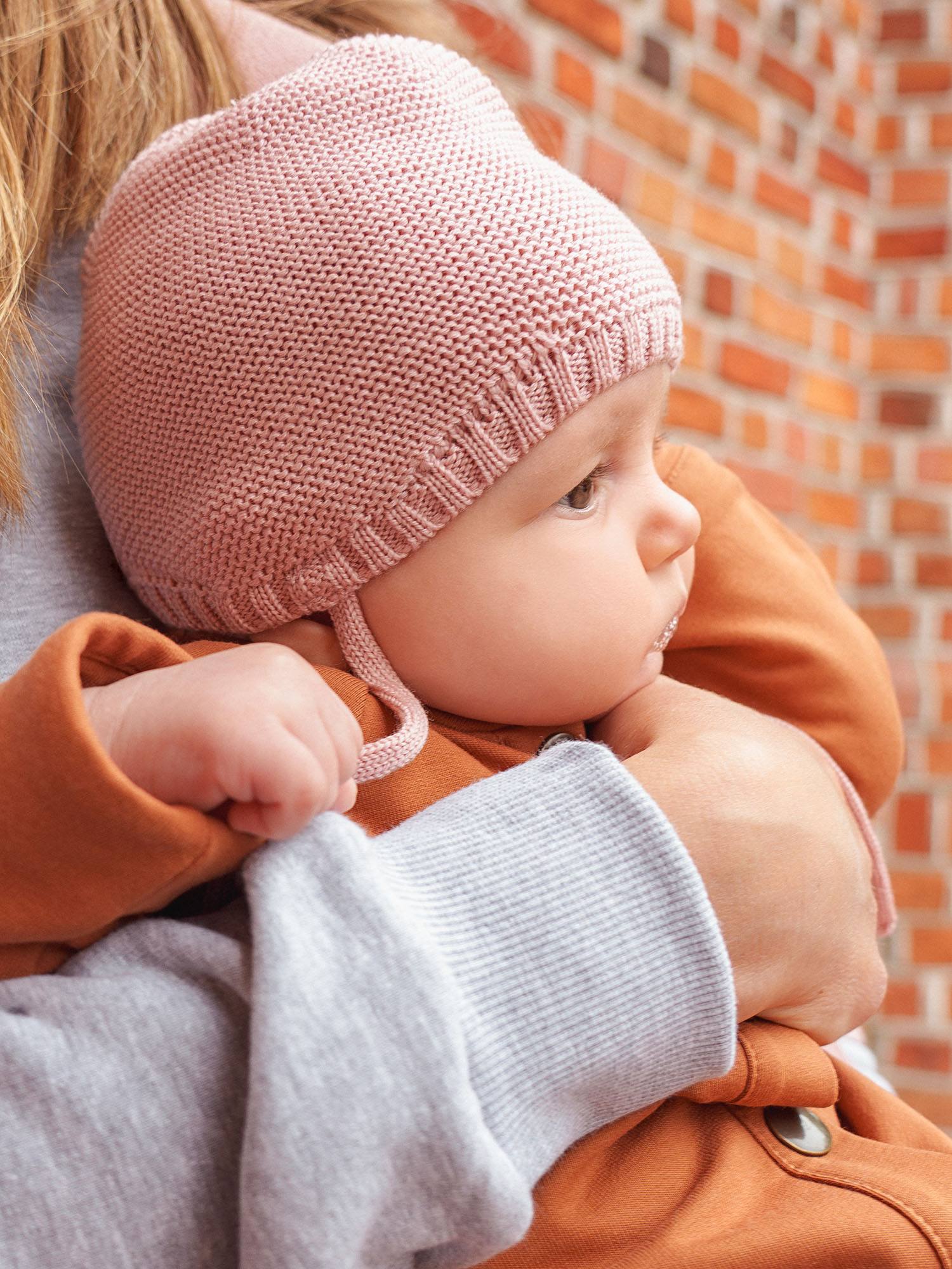 Powder pink merino wool hat without lining Baby