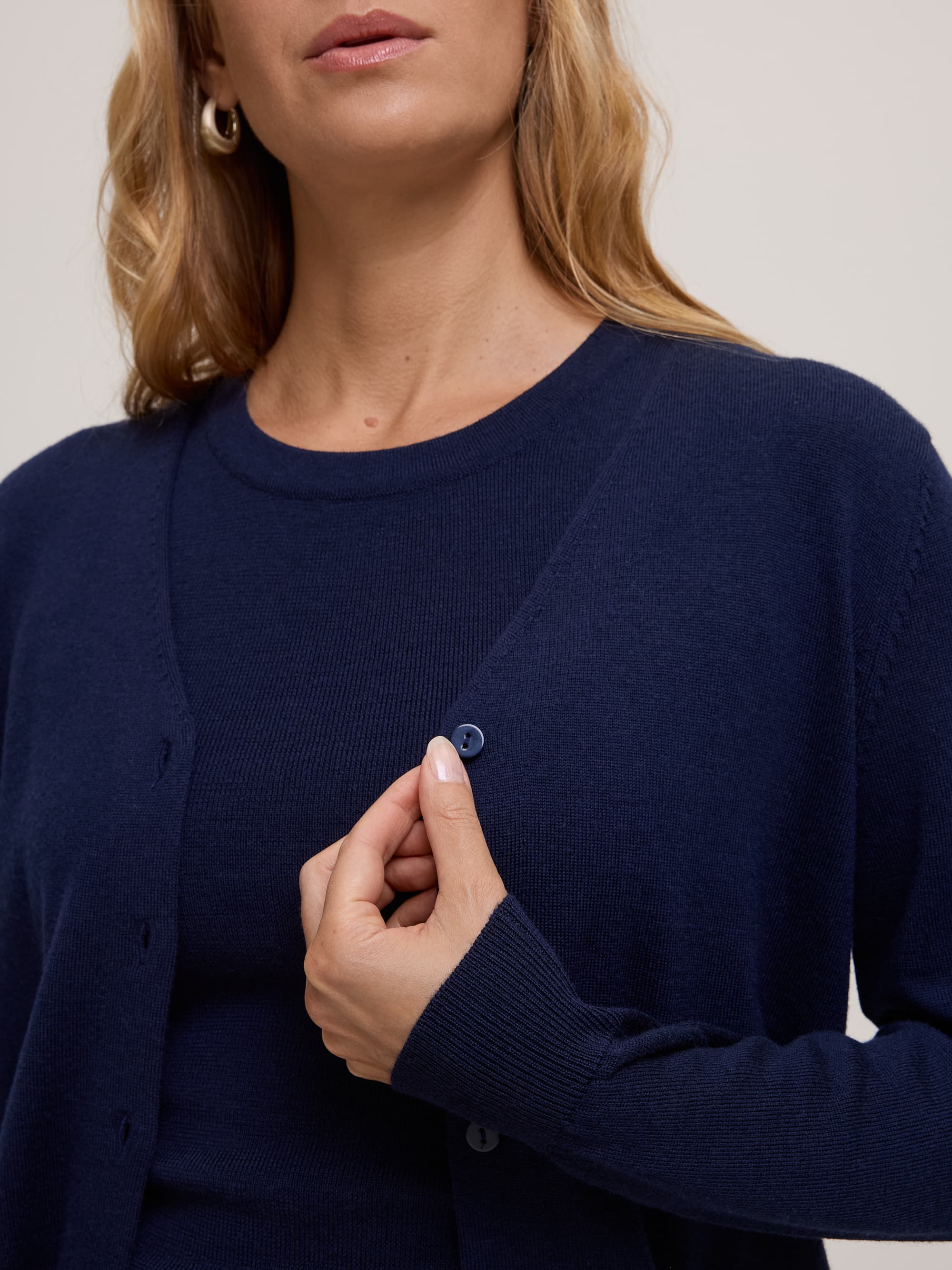 Navy blue Merino Wool Cardigan Sweater Women