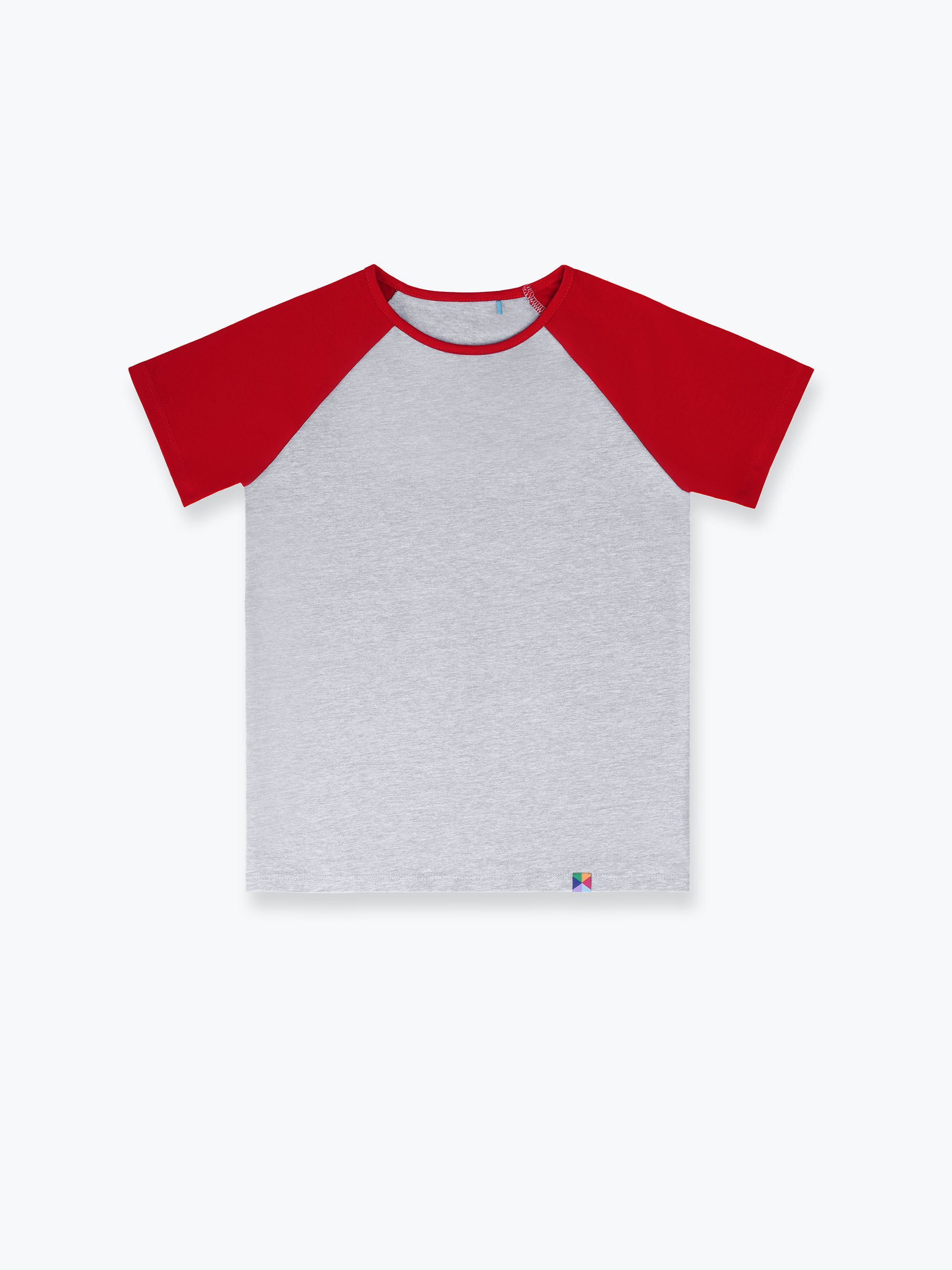 Szaro-czerwona koszulka baseball z krótkim rękawem