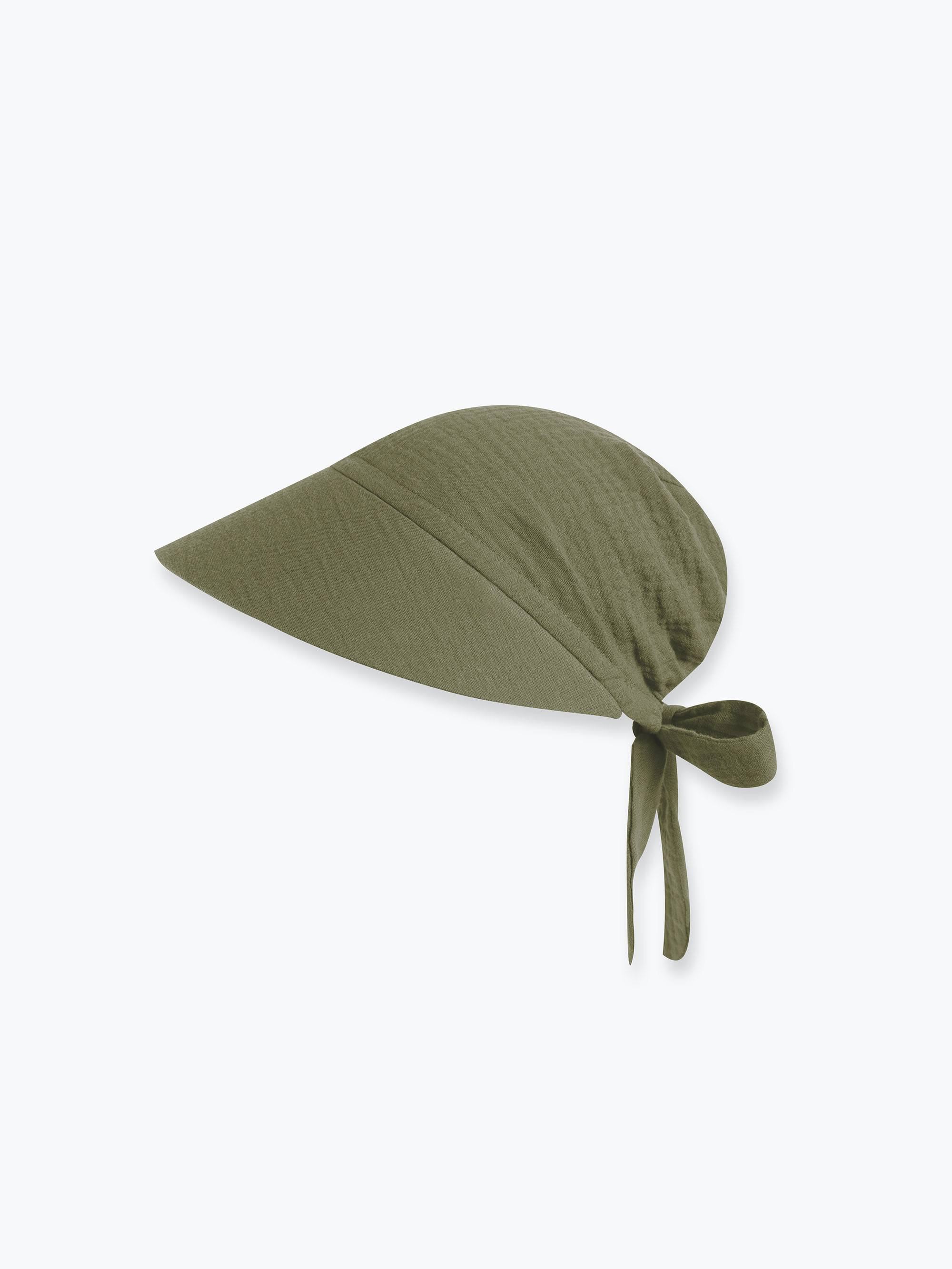 Khaki daszek wiązany z muślinu damski