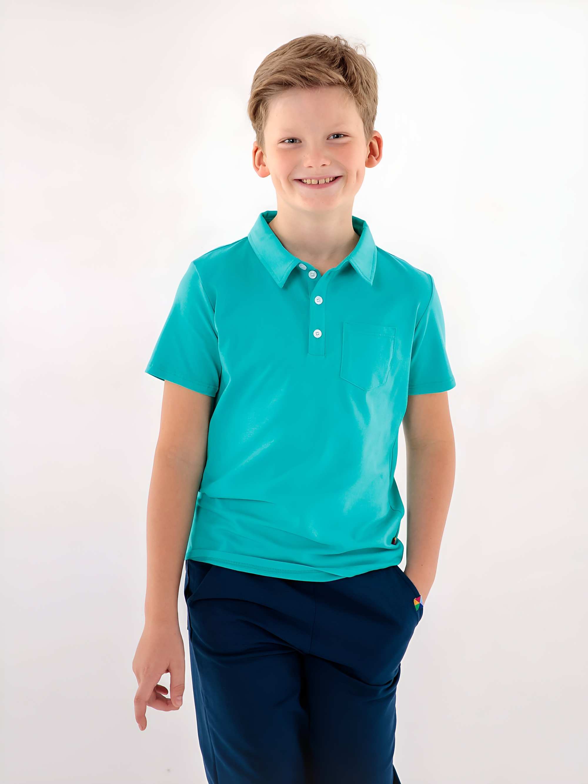 Turkusowa koszulka polo Junior