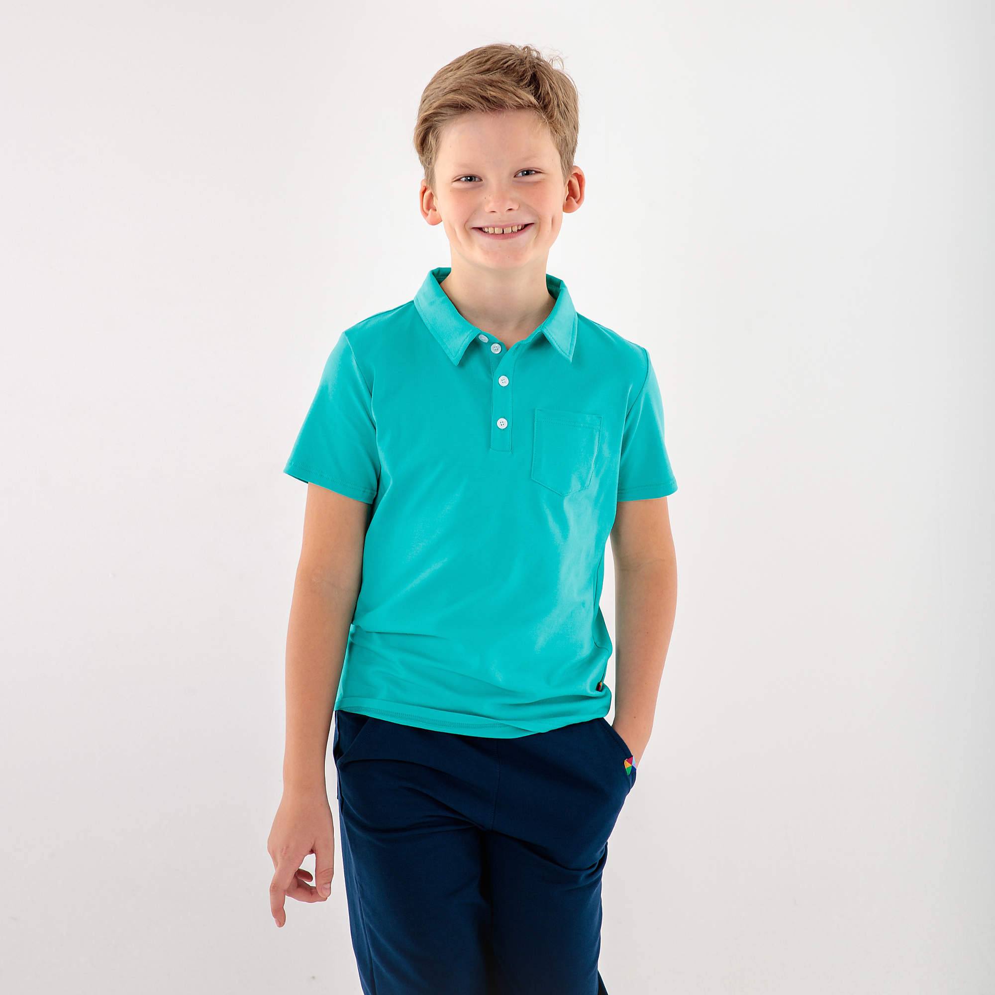 Turkusowa koszulka polo Junior