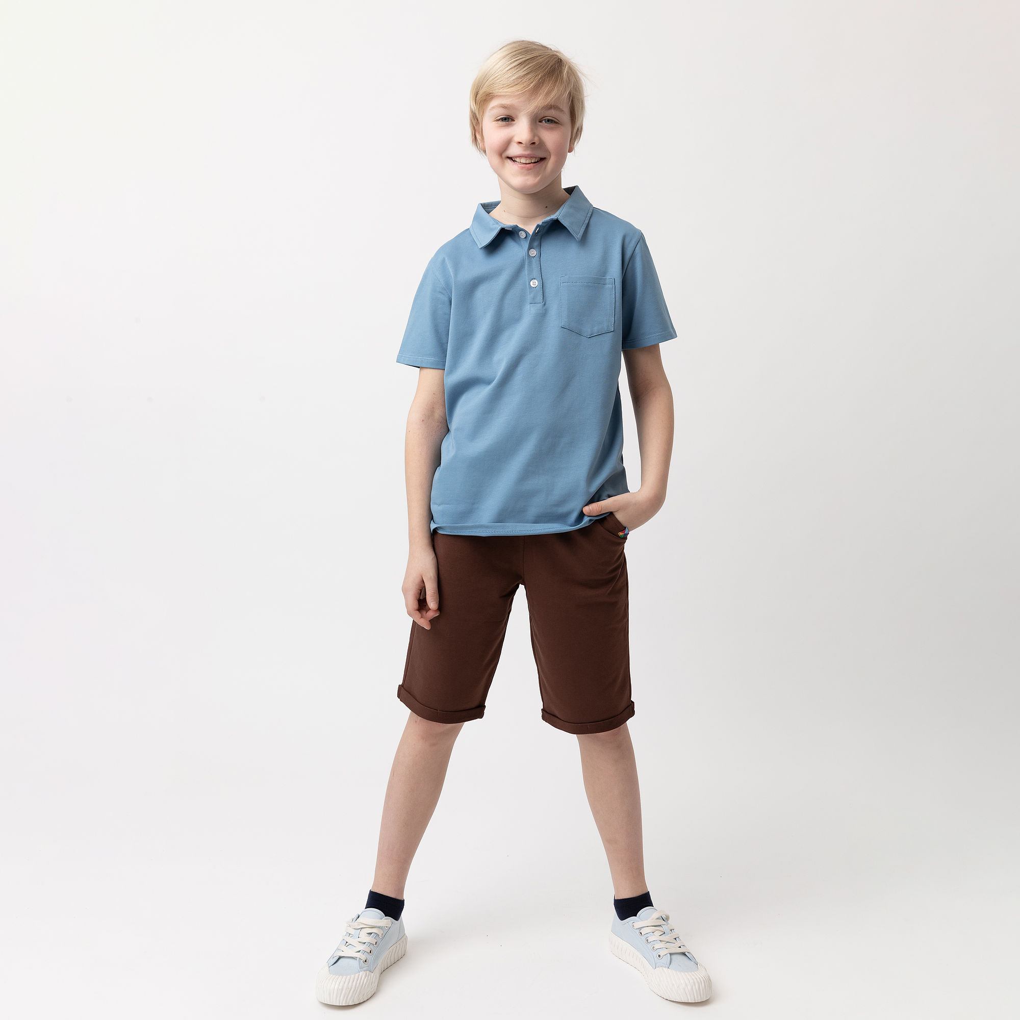Błękitna koszulka polo Junior