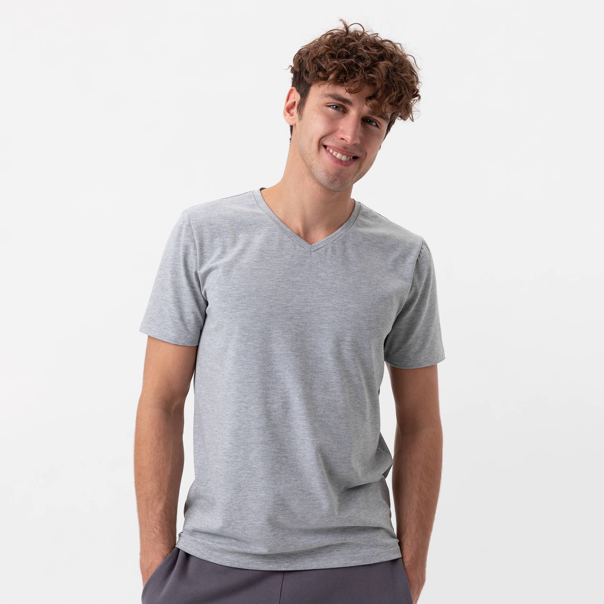 Szary t-shirt w serek męski
