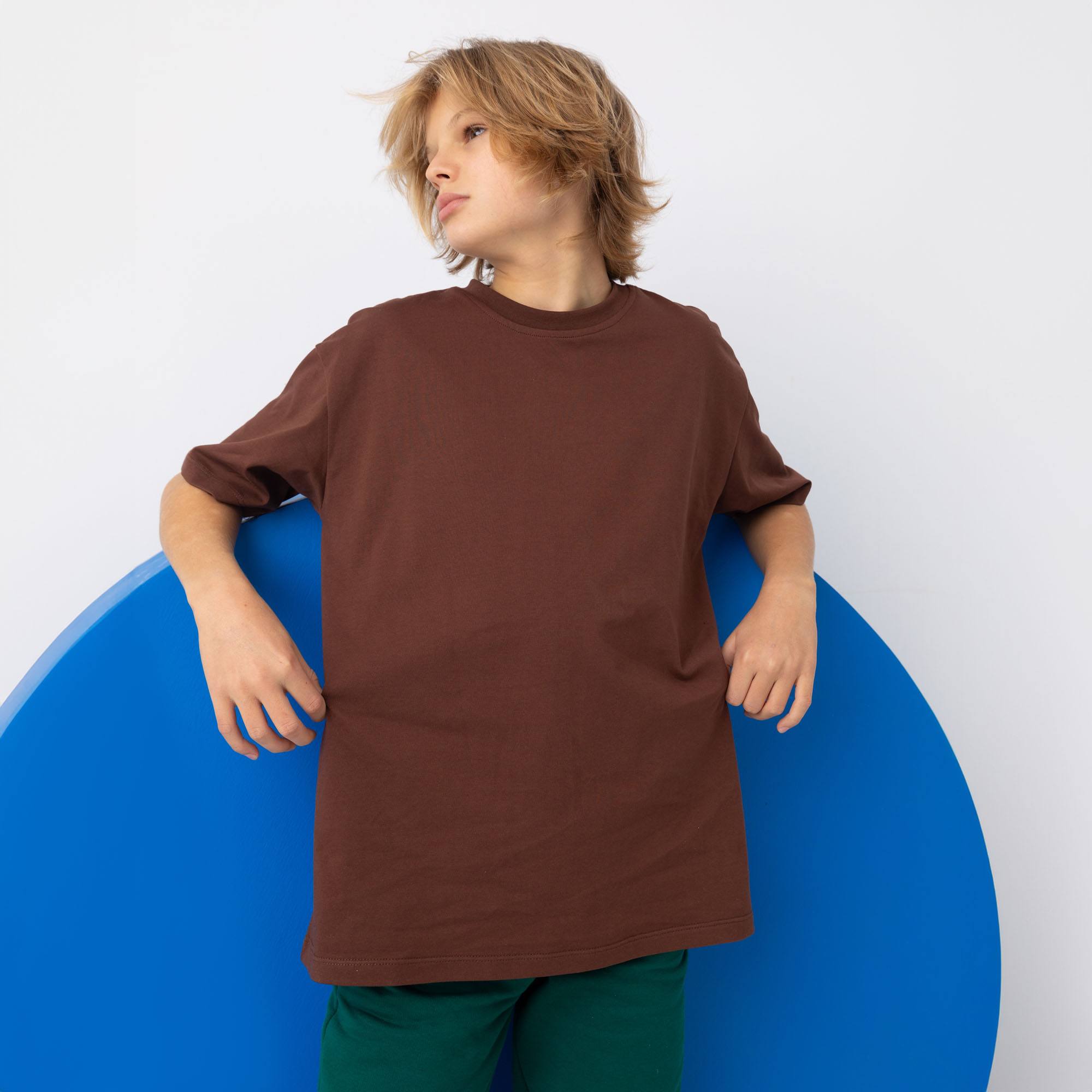 Brązowy T-shirt oversize Junior