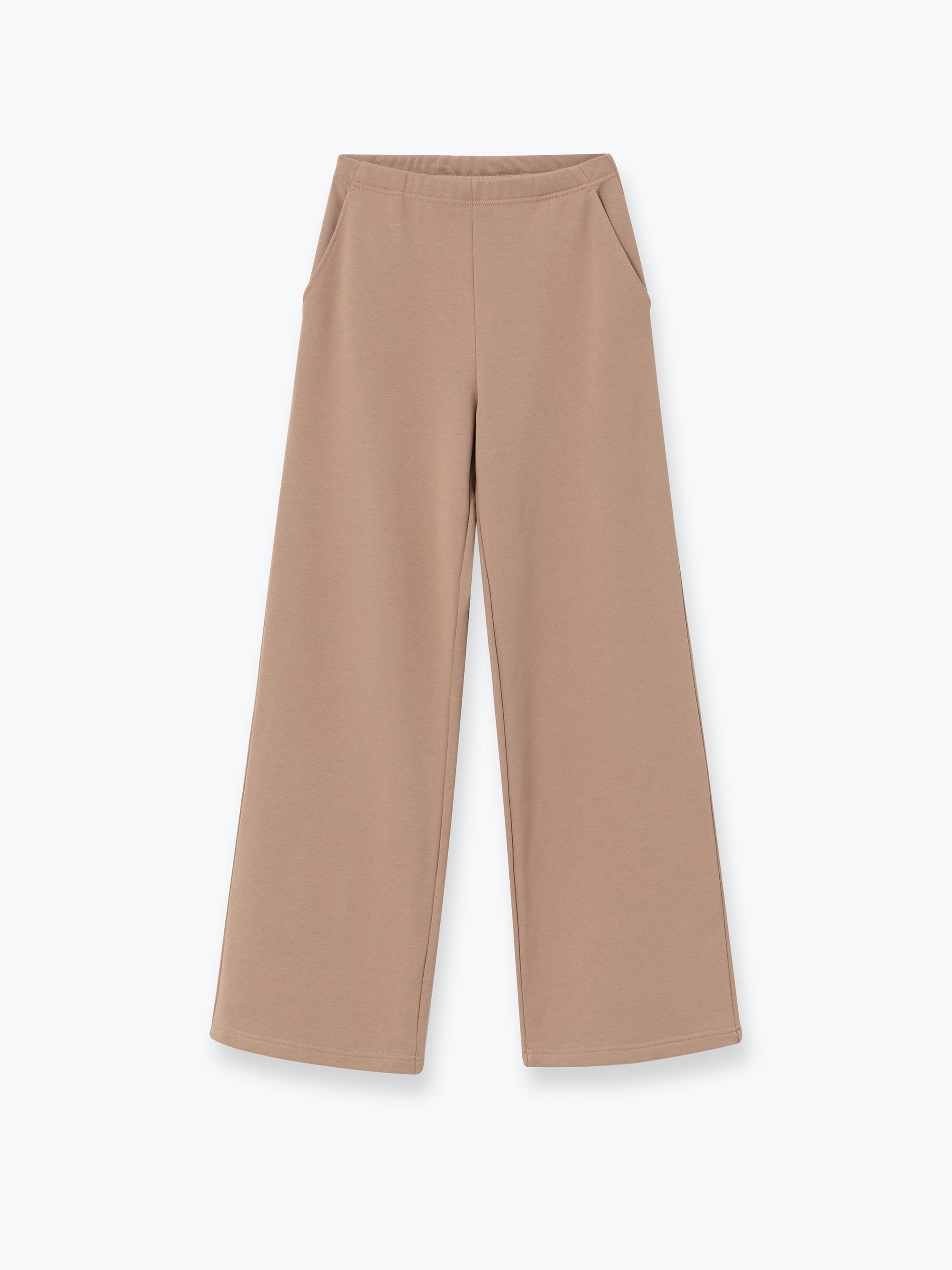 Mocha mousse szerokie spodnie z dresówki diagonalnej damskie LONG