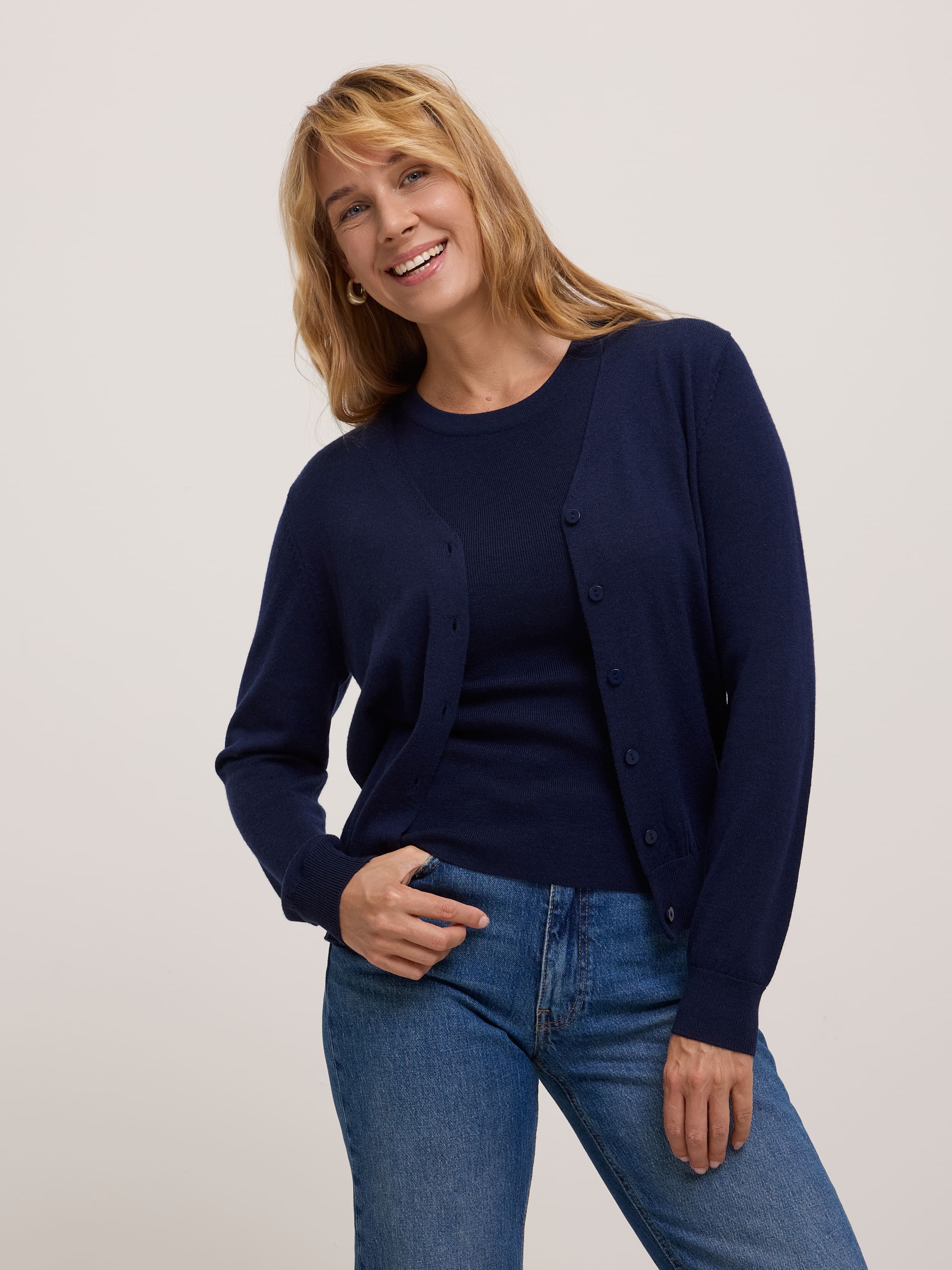Navy blue Sleeveless Merino Wool Top Women