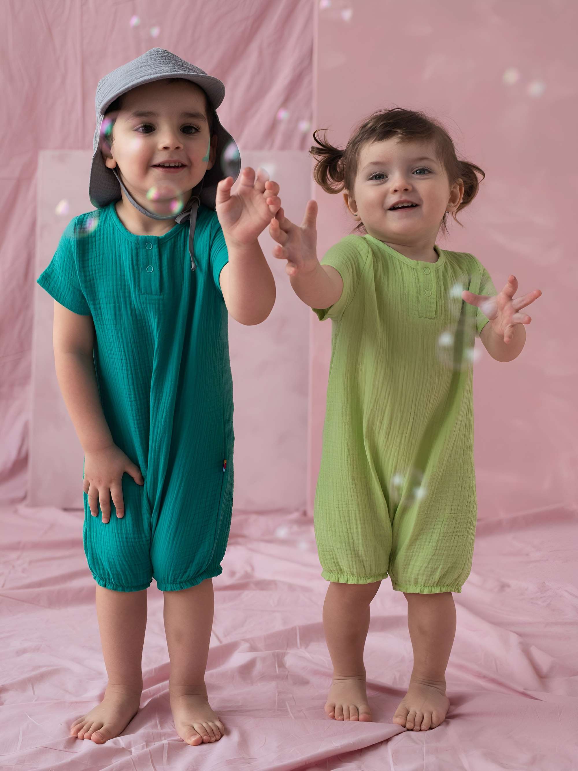 Turquoise muslin romper Baby
