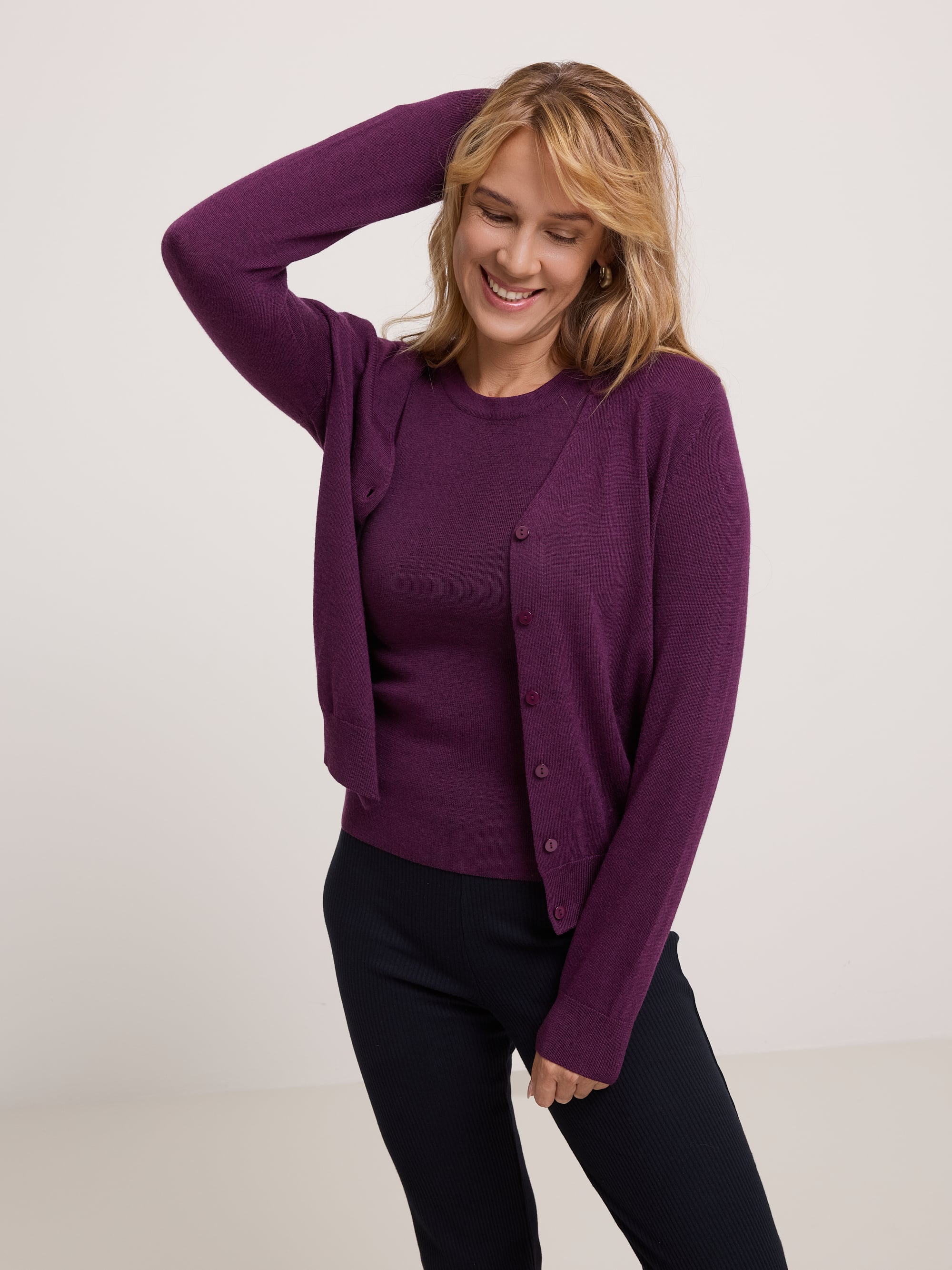 Aubergine Sleeveless Merino Wool Top Women