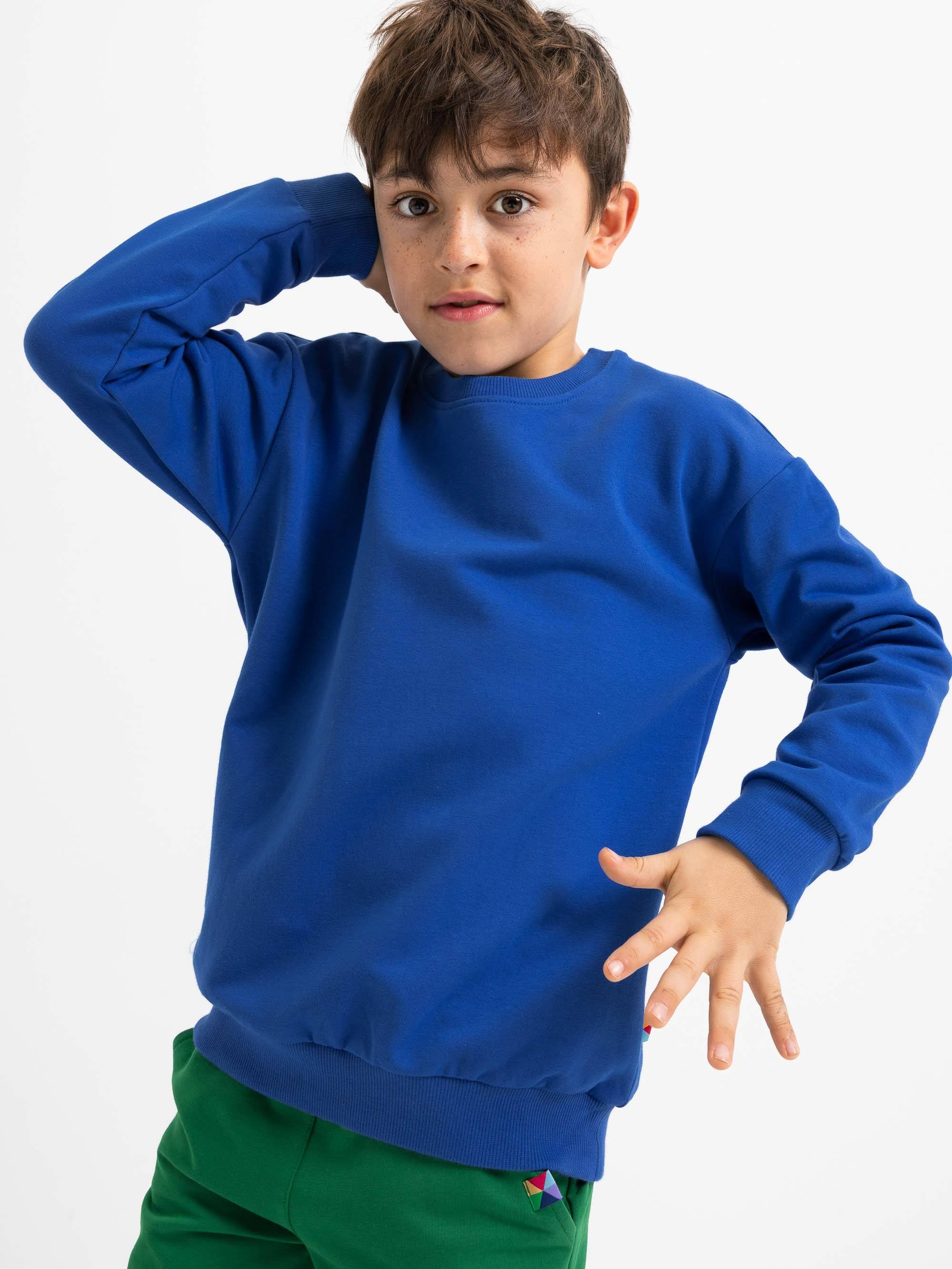 Niebieska bluza dresowa z meszkiem Junior