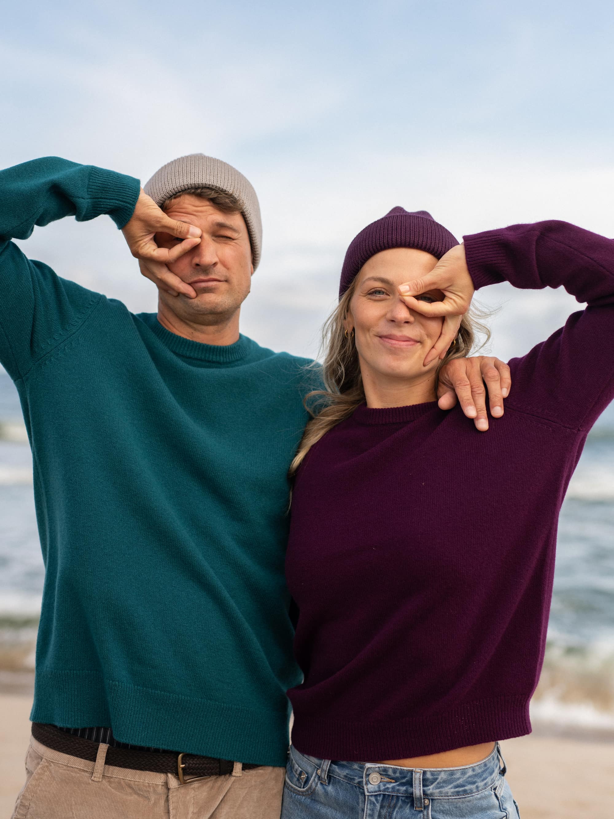 Light brown Merino Double Cuff Beanie