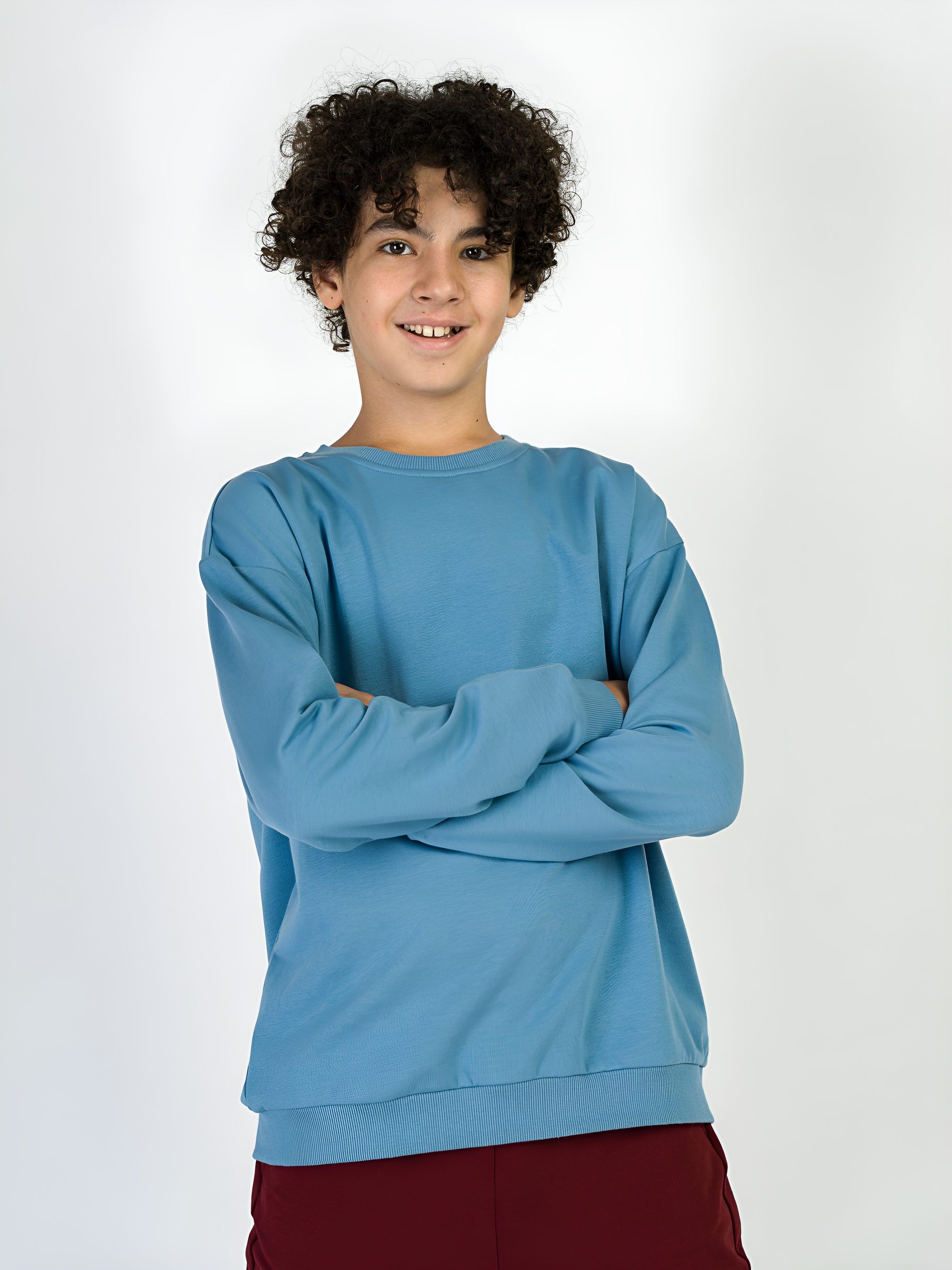 Błękitna bluza dresowa z meszkiem Junior