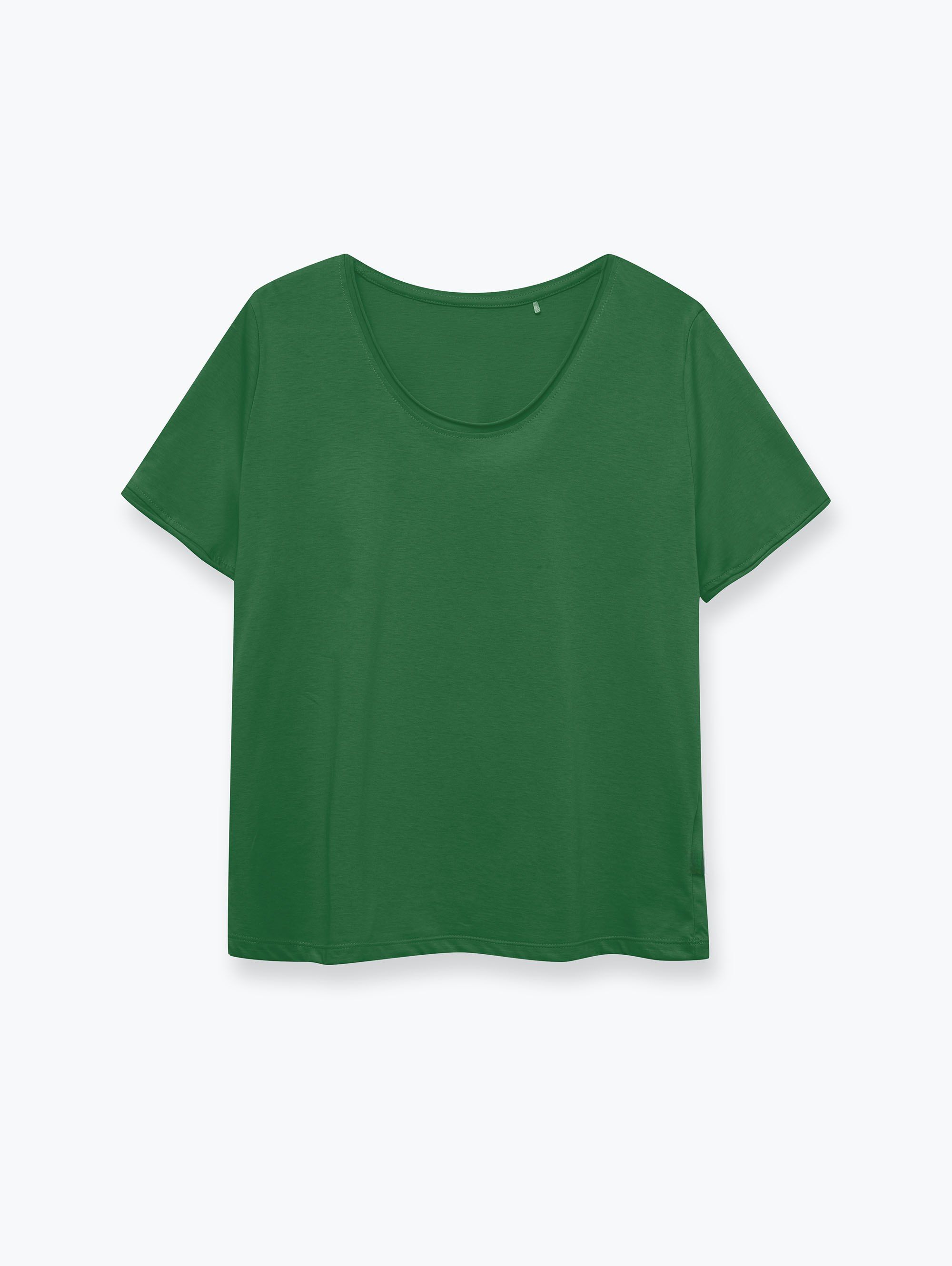 Ciemnozielony T-shirt z cienkiej dzianiny damski