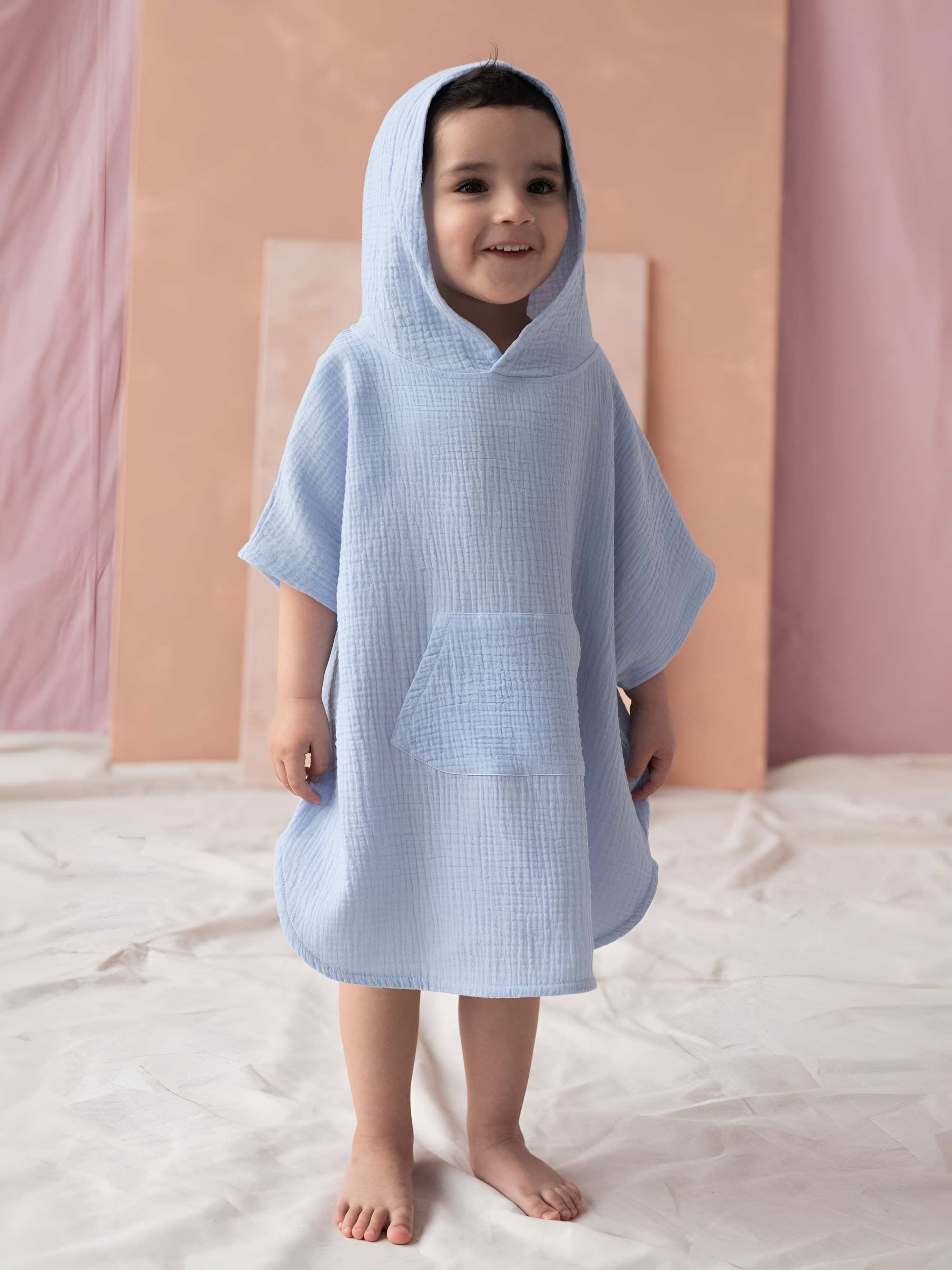 Light blue muslin poncho