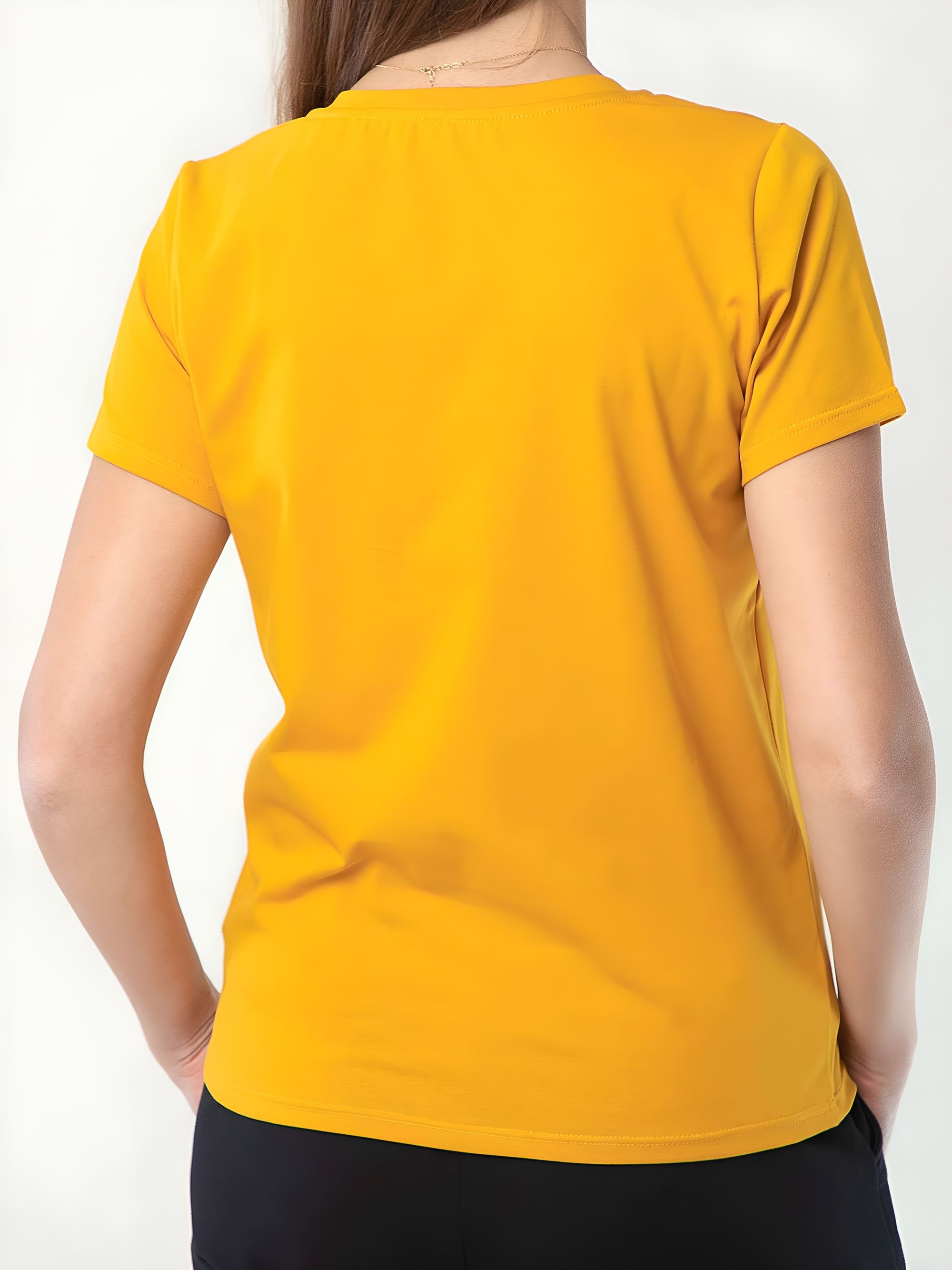 Musztardowy T-shirt damski