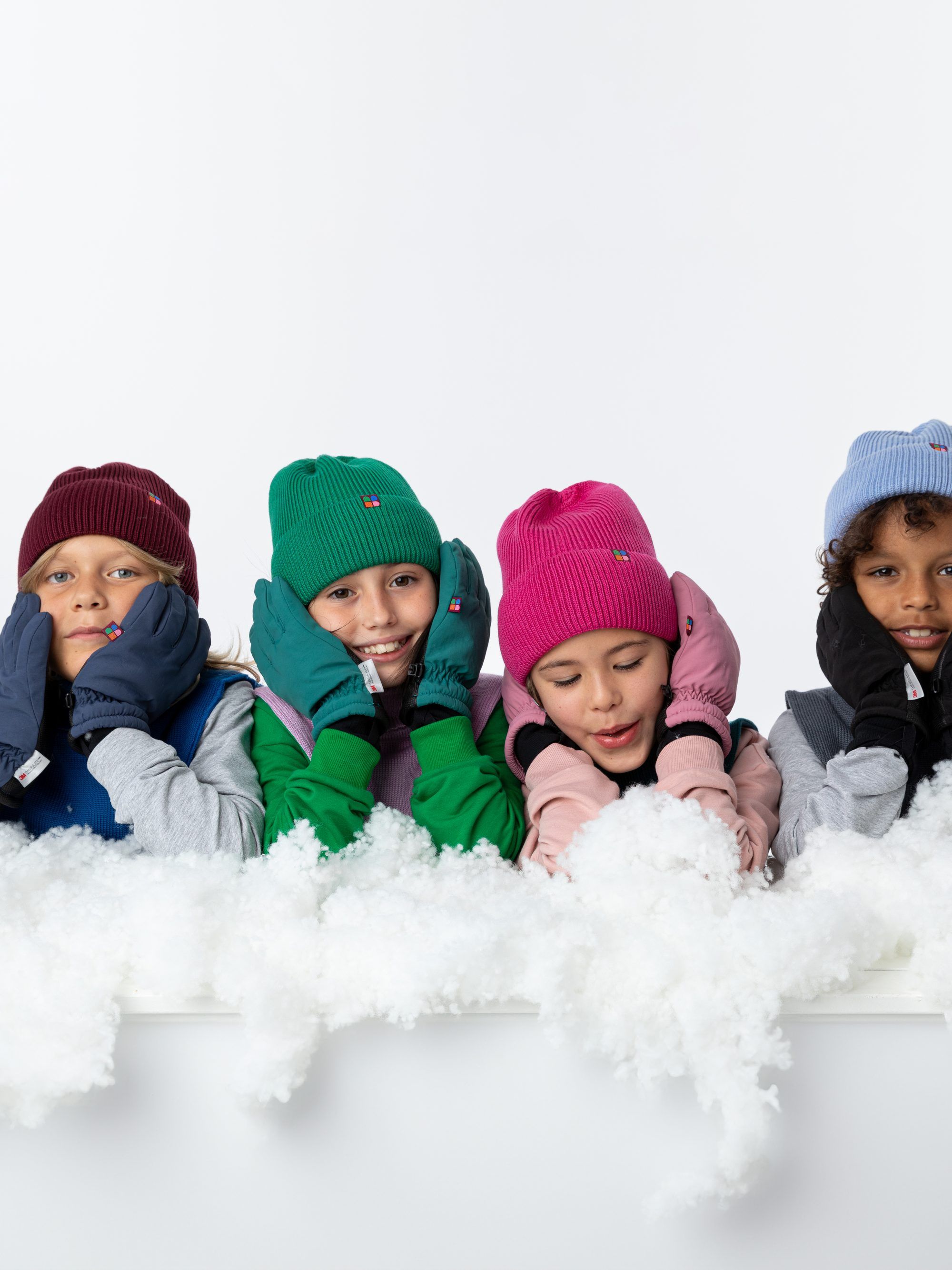 Green merino wool hat kids