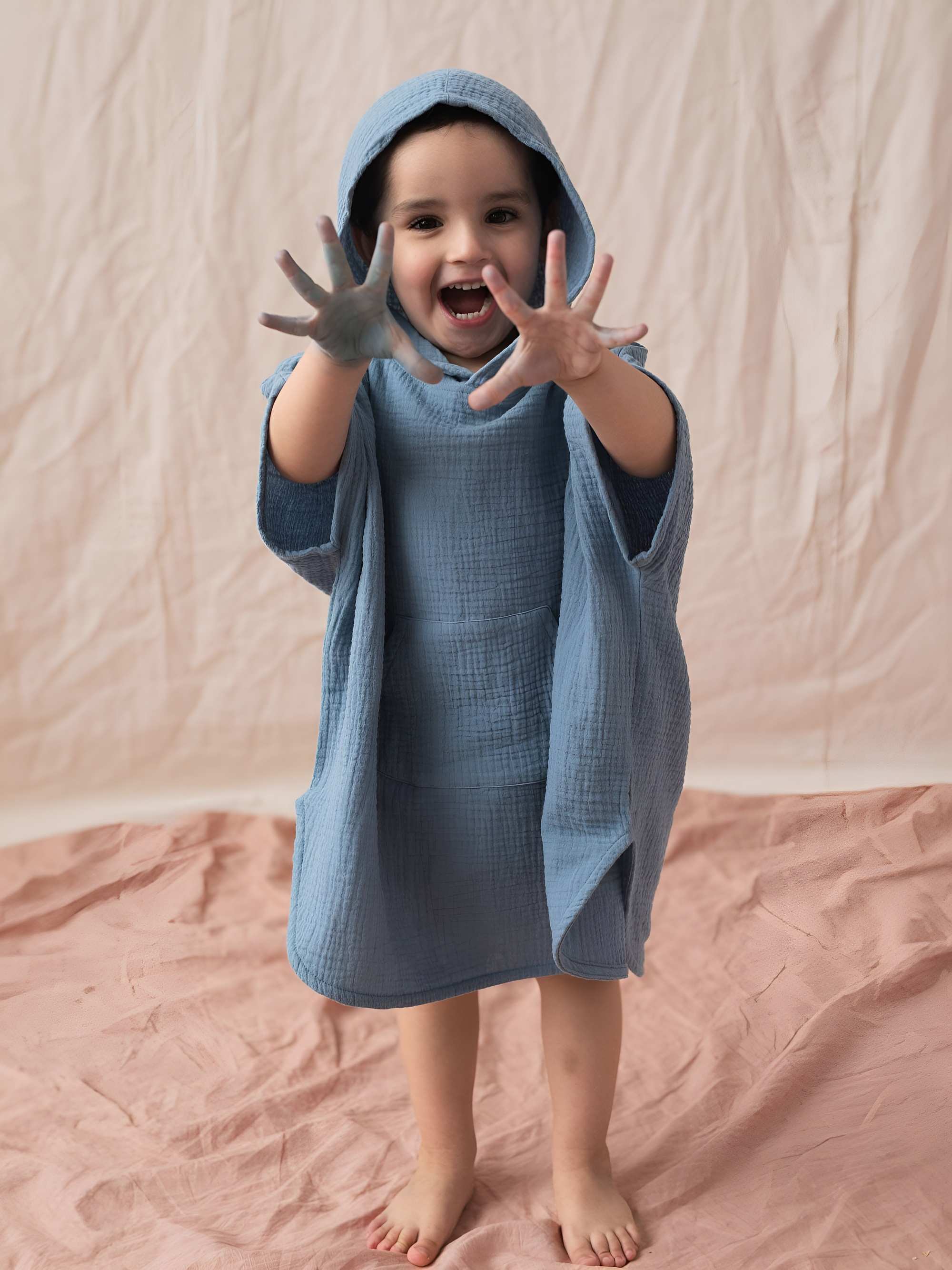 Sky blue muslin poncho