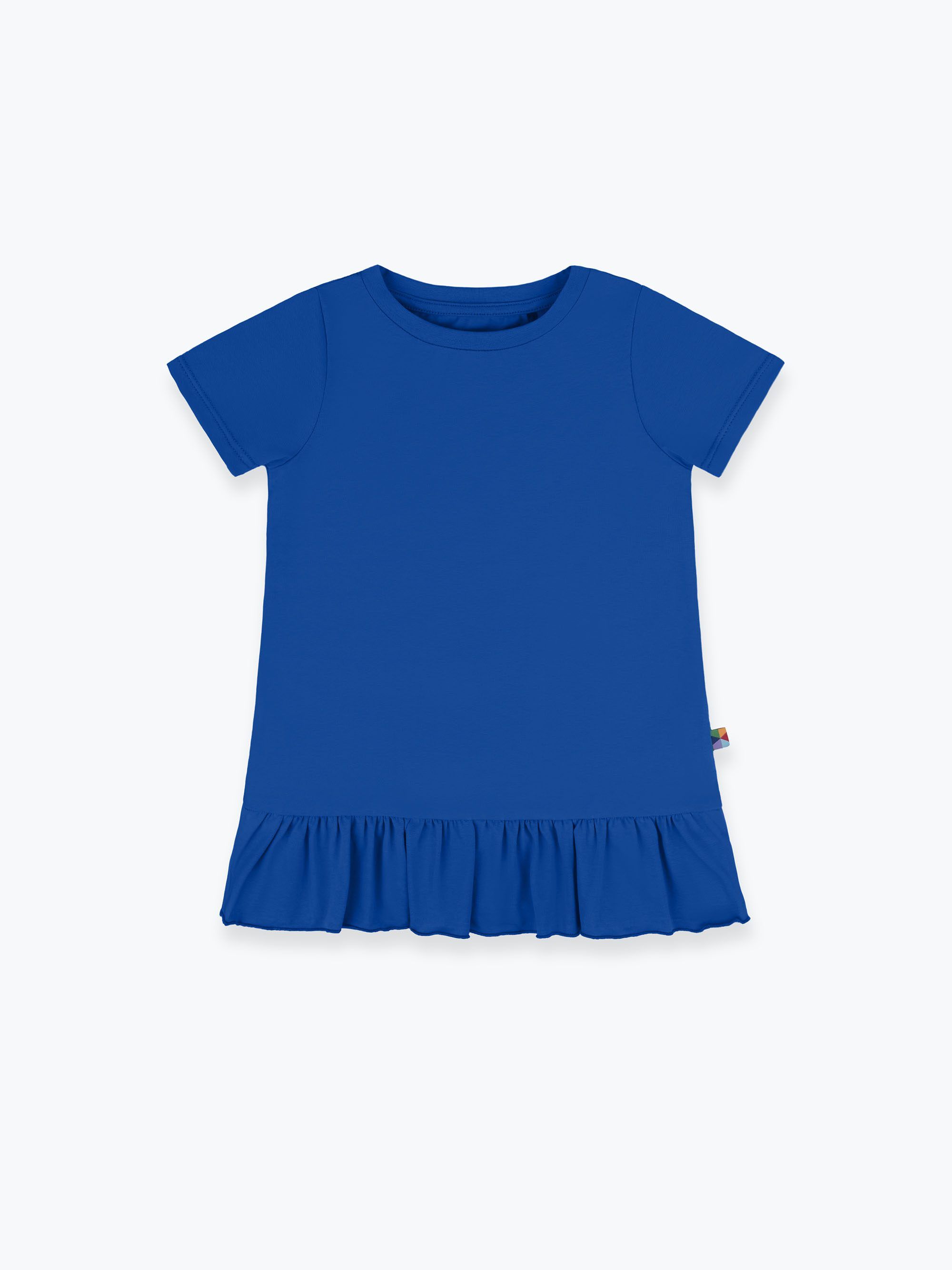 Blue ruffle short sleeve blouse