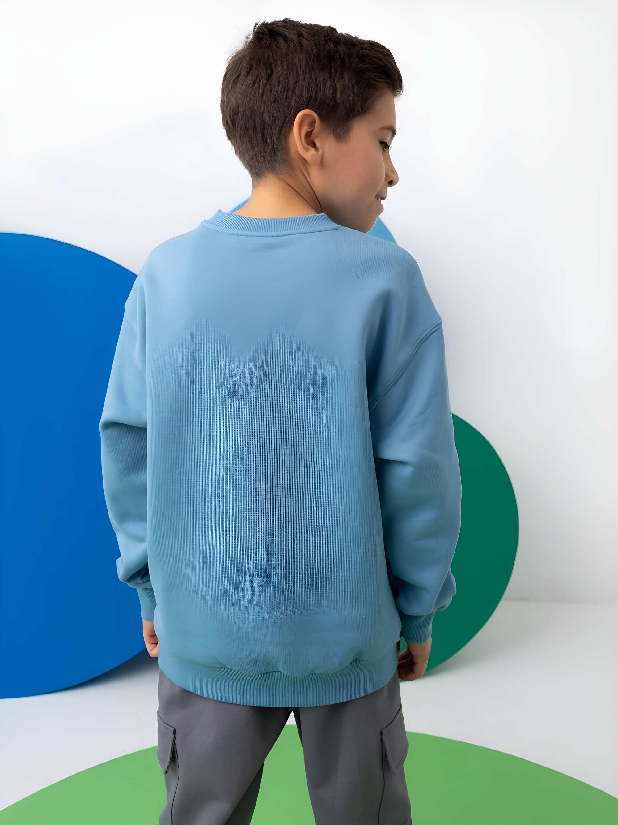 Błękitna bluza dresowa ocieplana Junior