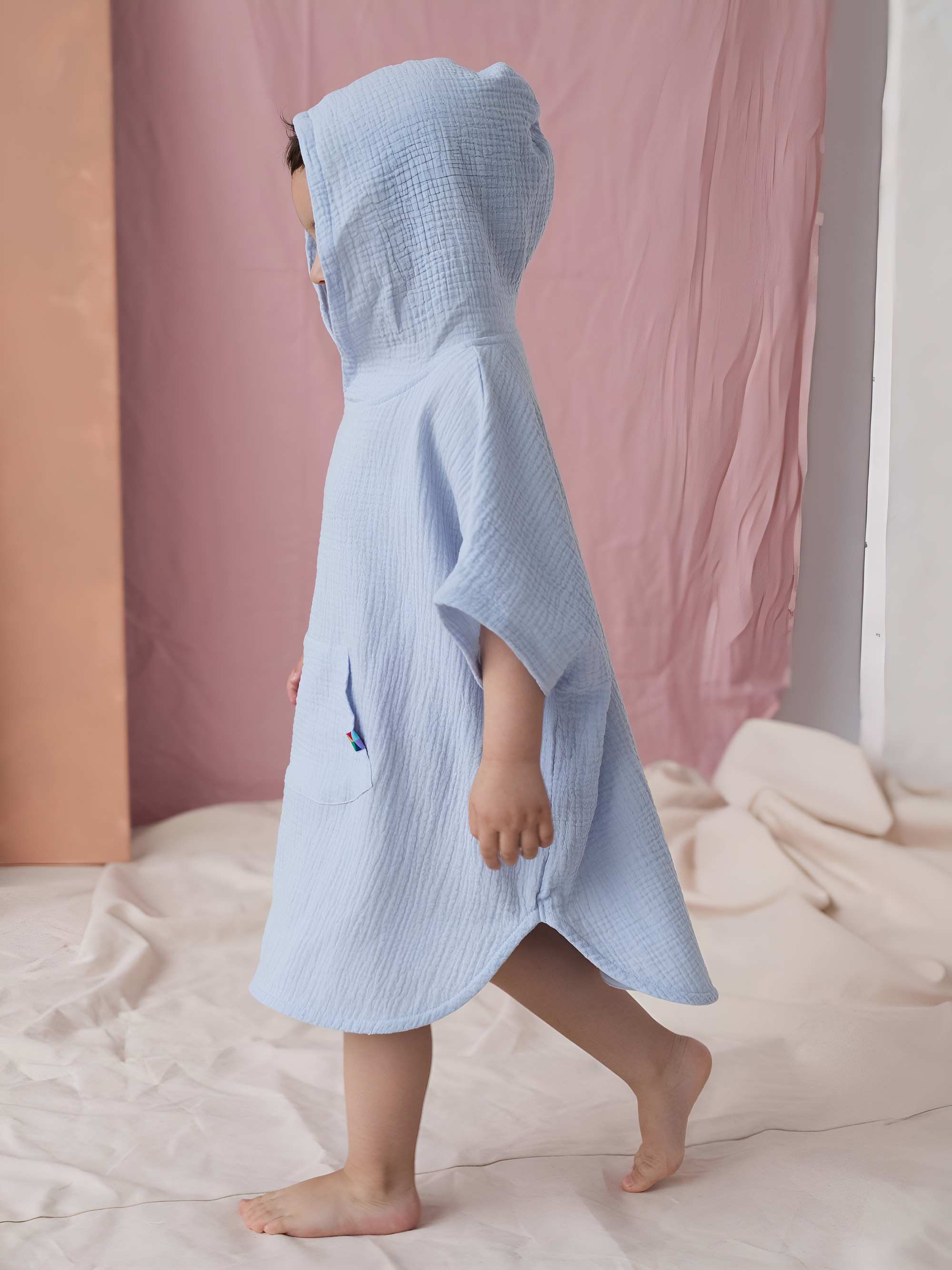 Light blue muslin poncho