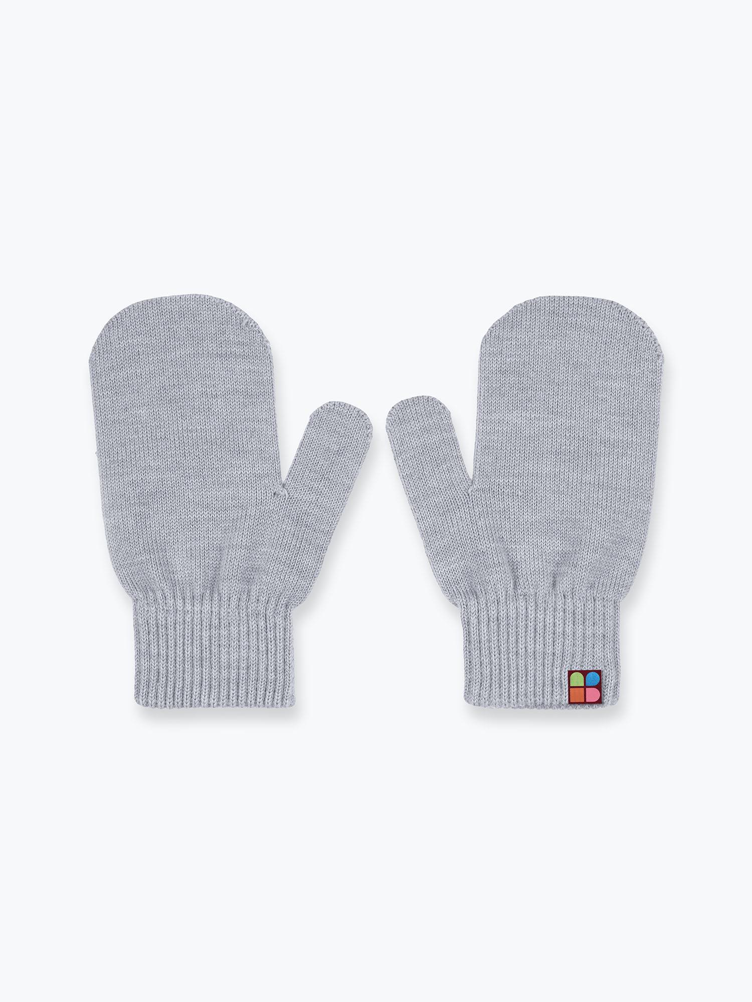Grey melange merino wool mittens