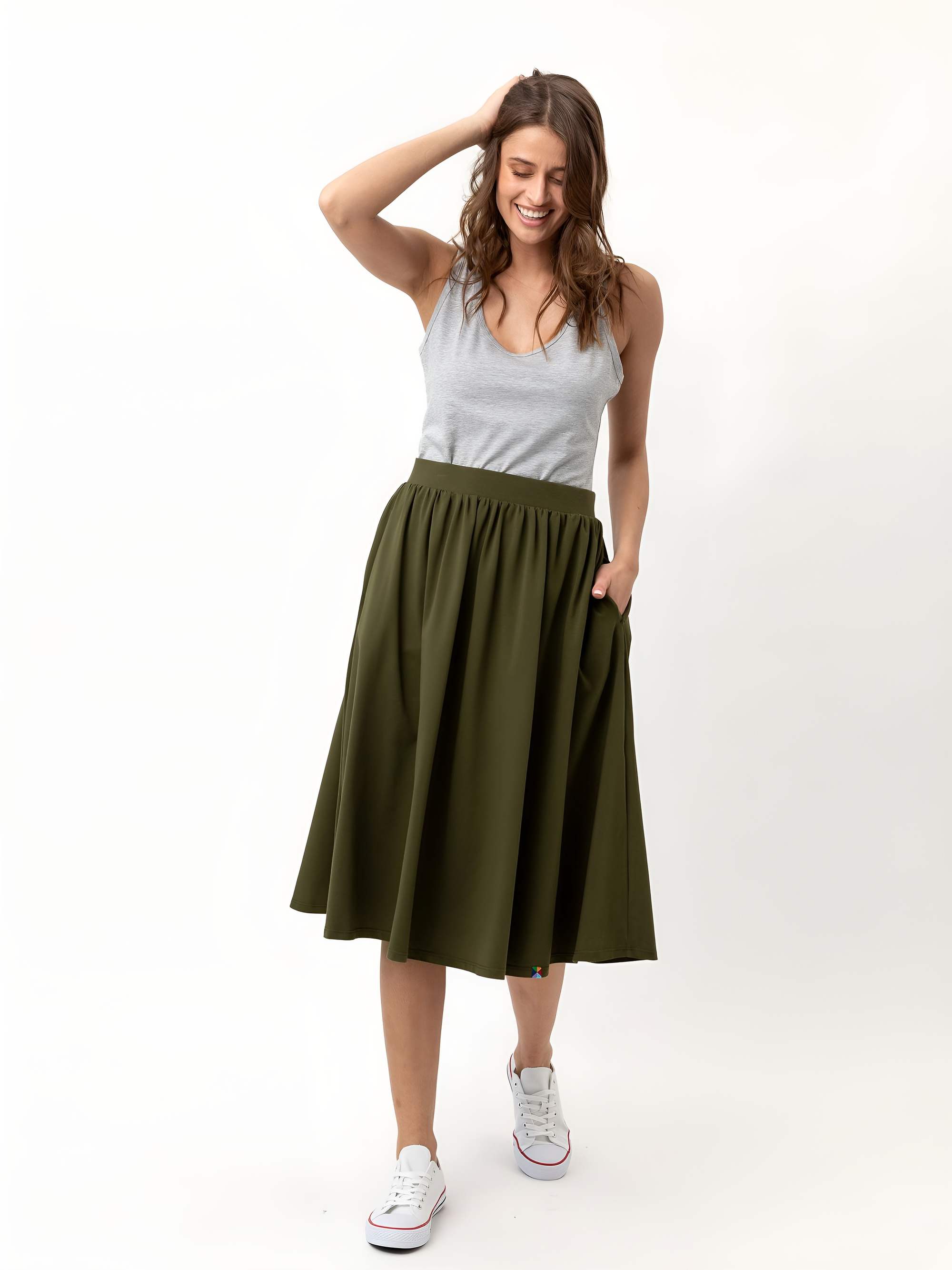 Khaki midi skirt Women