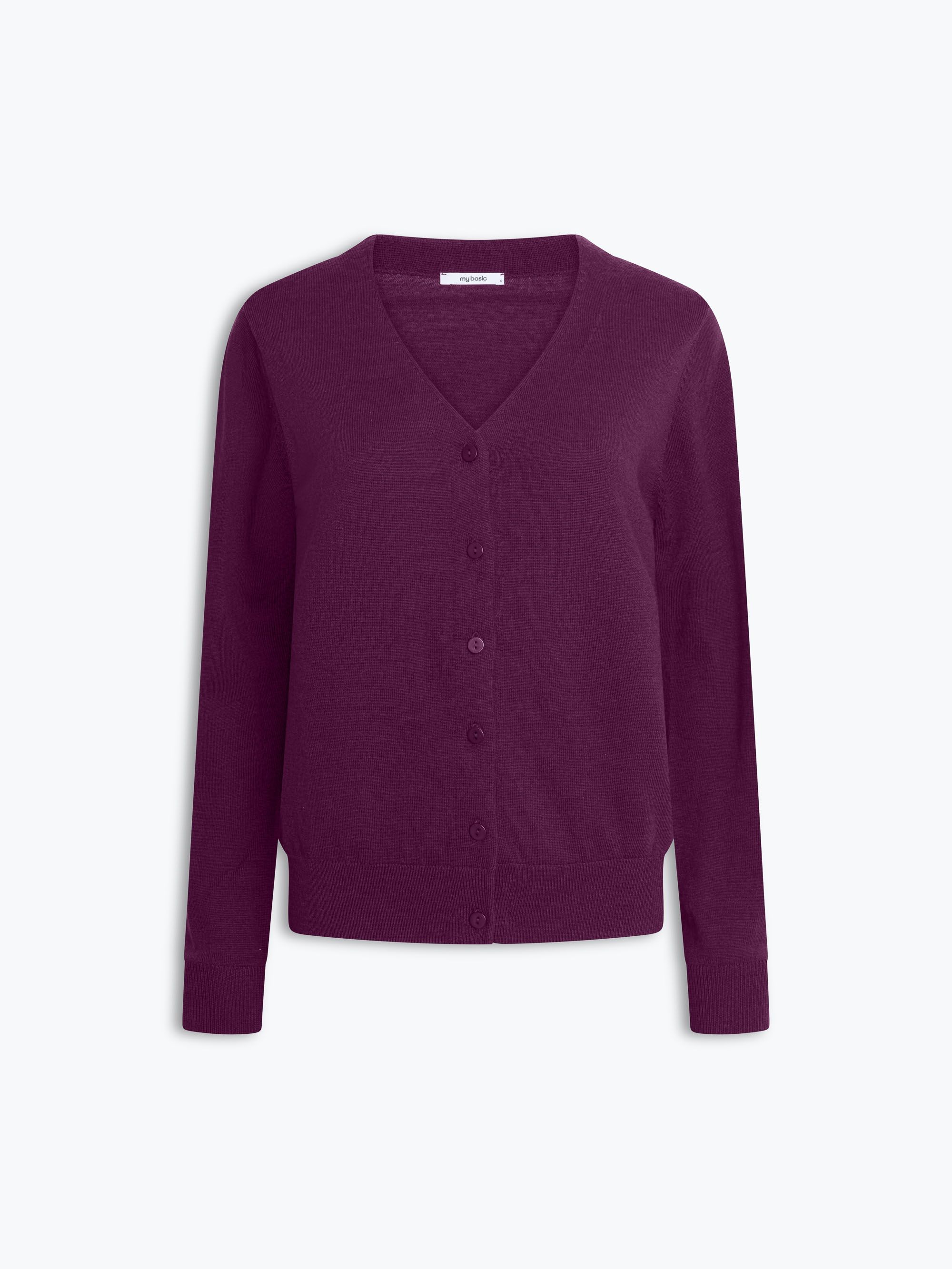 Aubergine Merino Wool Cardigan Sweater Women