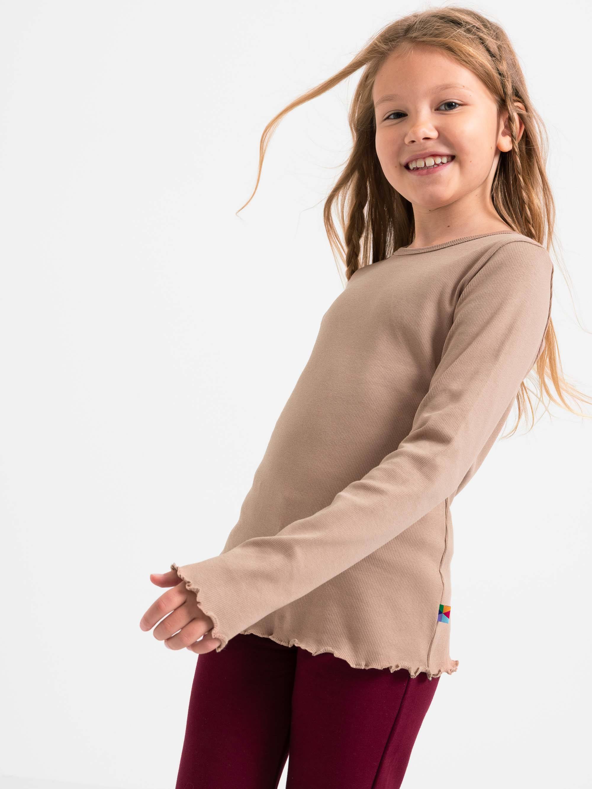 Mocha mousse koszulka prążkowana z długim rękawem