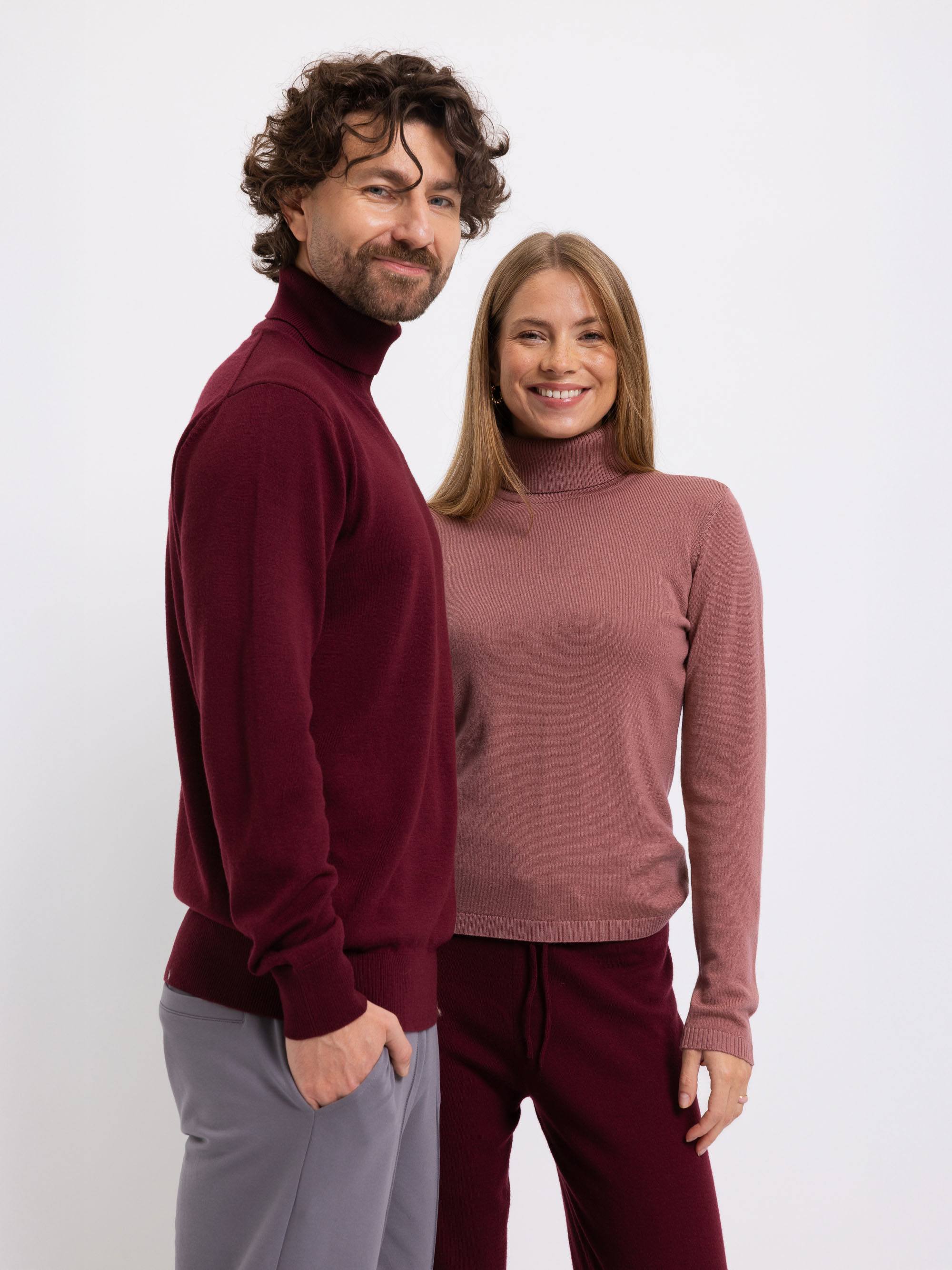 Bordowy golf z wełny merino męski