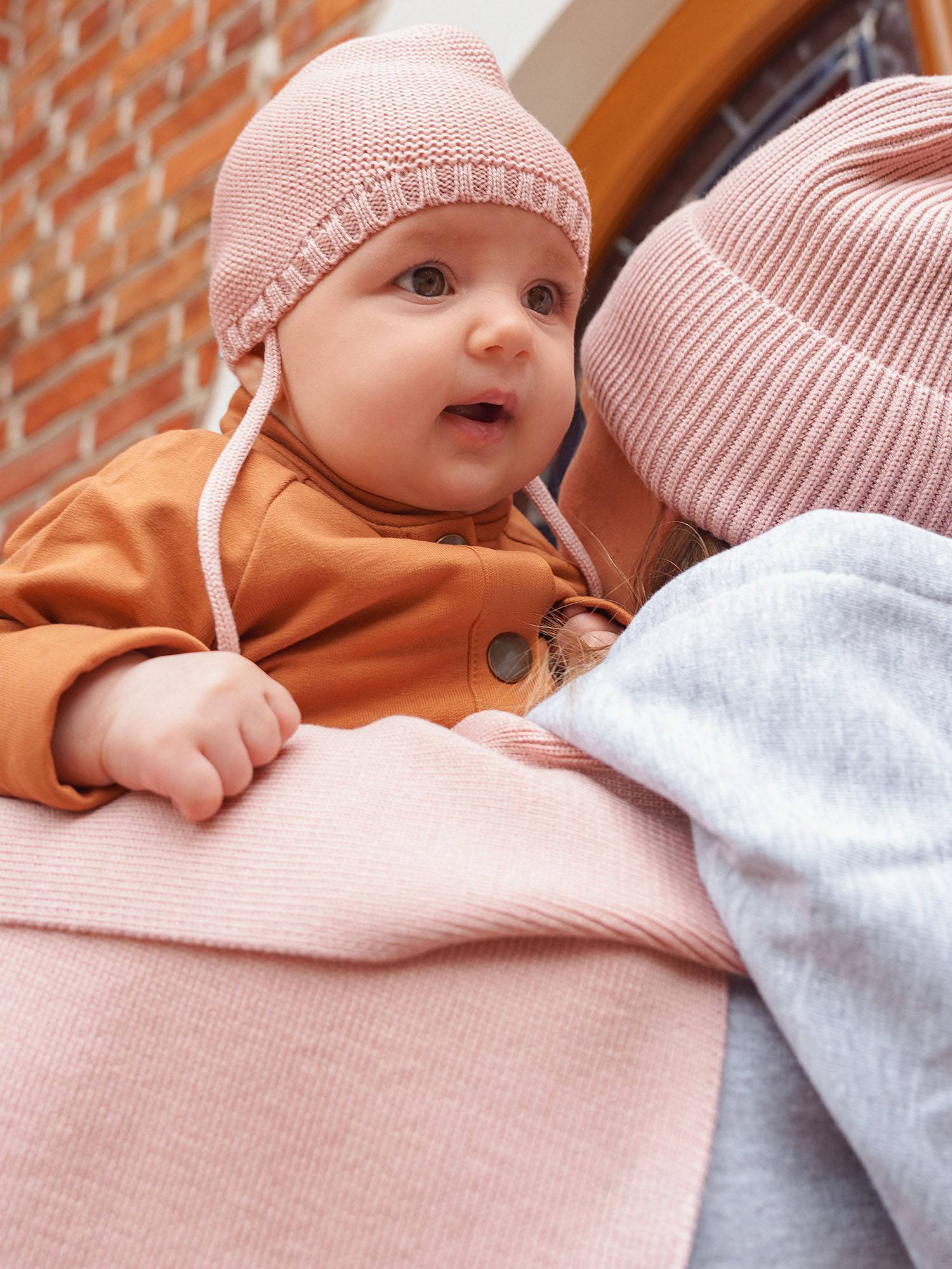 Powder pink merino wool hat without lining Baby