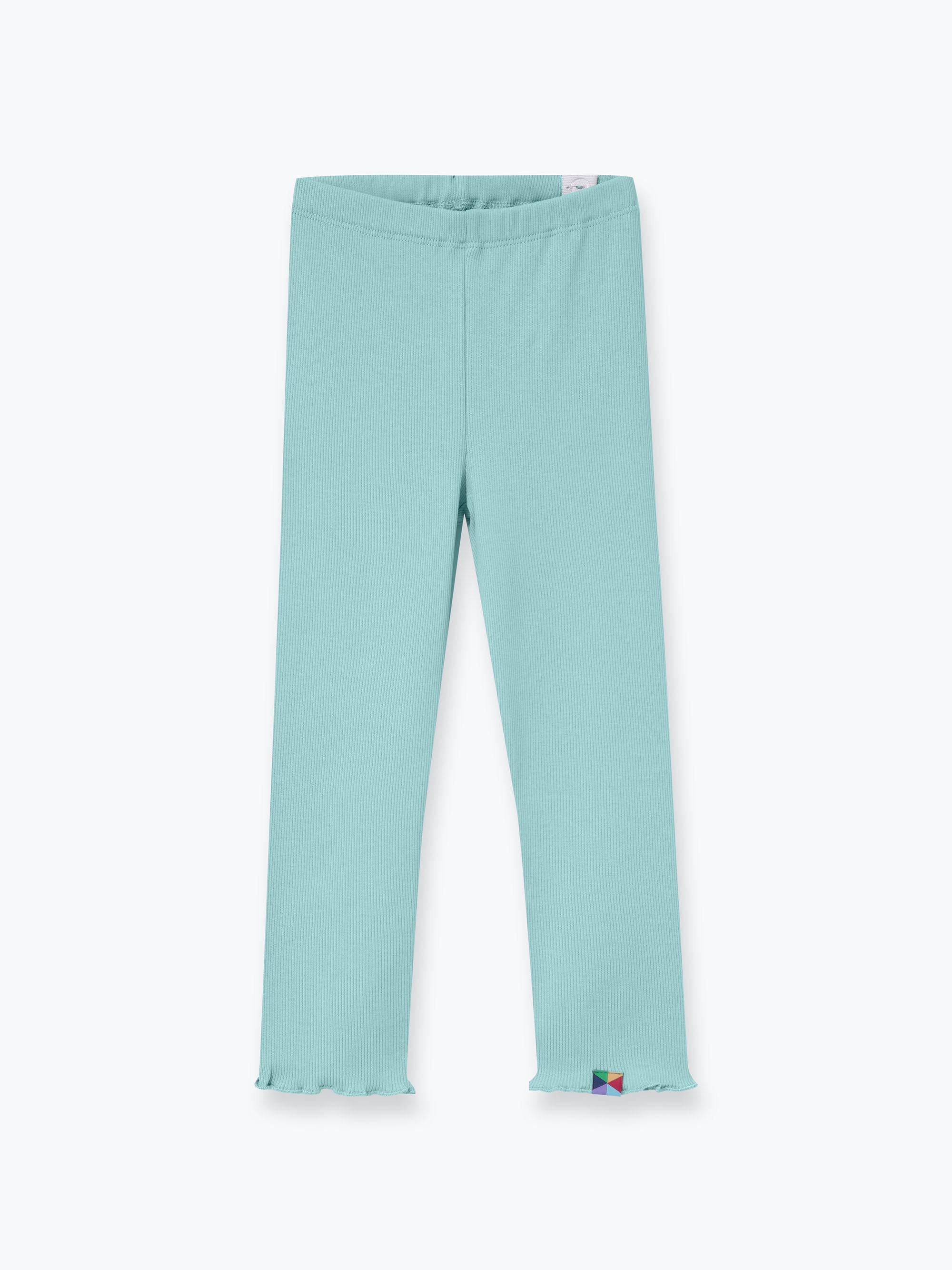 Jasnoturkusowe legginsy prążkowane Junior