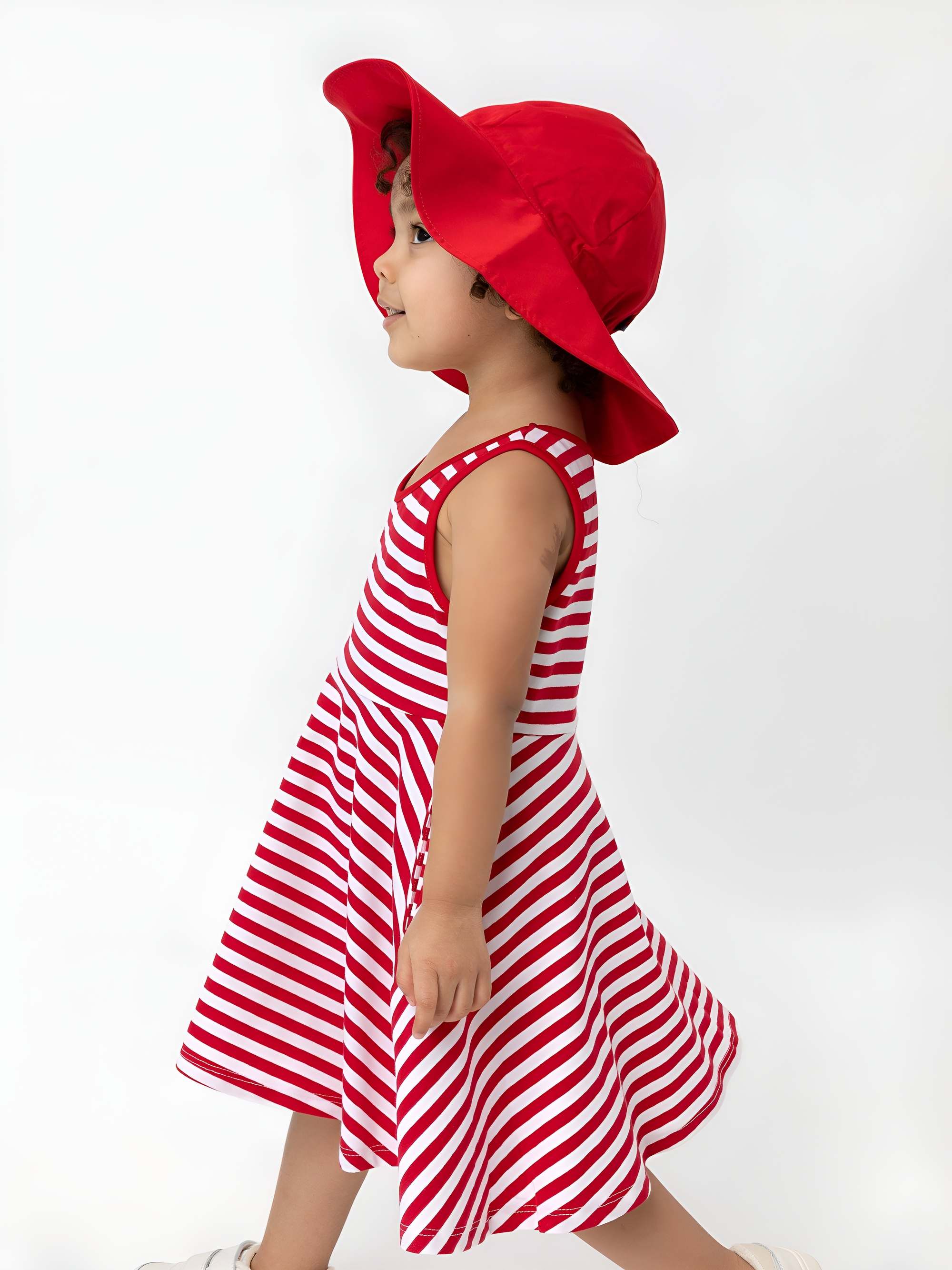 Red stripes striped sleeveless dress
