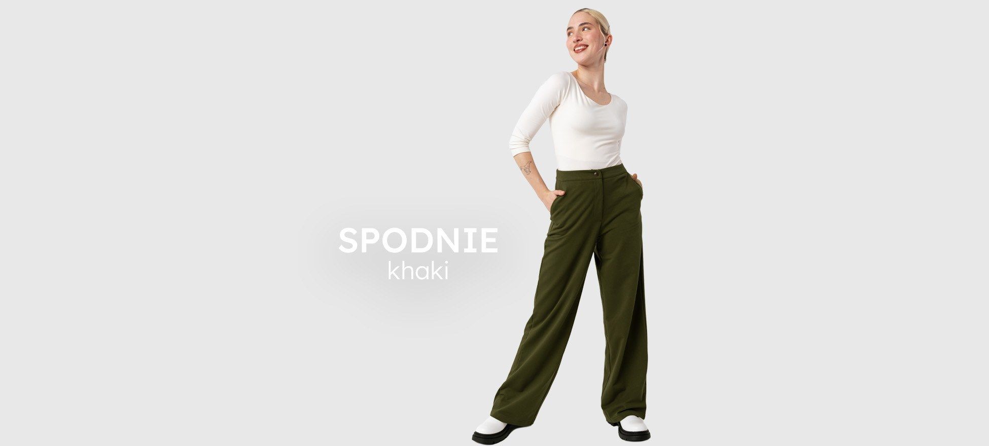 spodnie w kolorze khaki