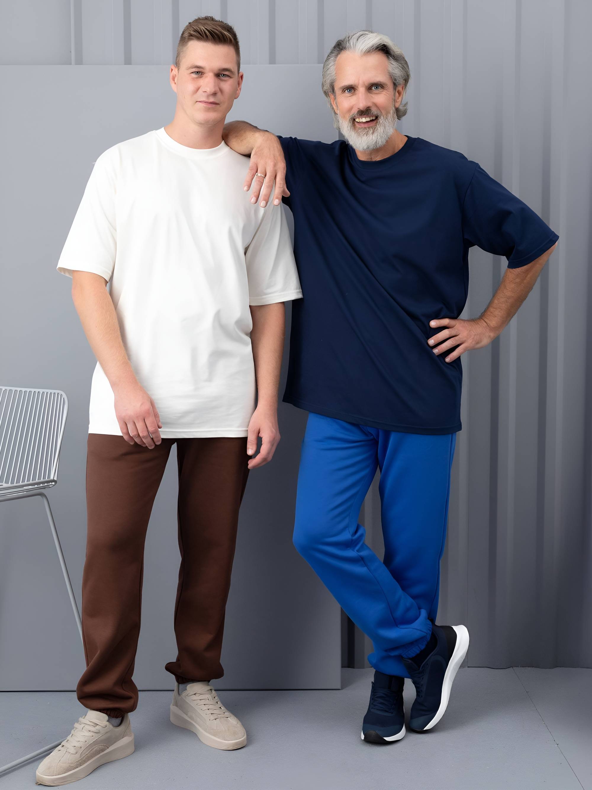 Śmietankowy T-shirt oversize męski
