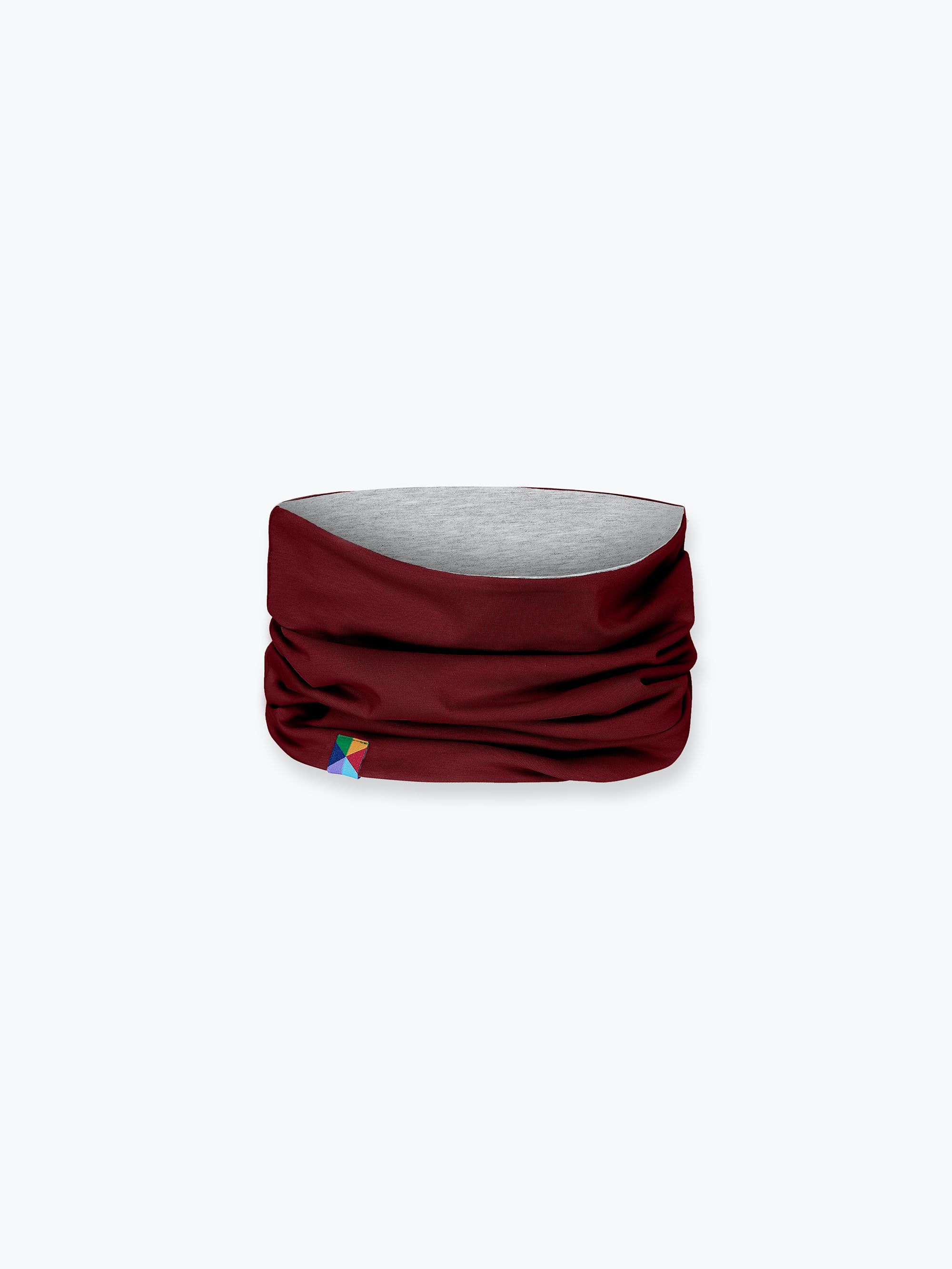 Burgundy - grey reversible neck warmer Junior