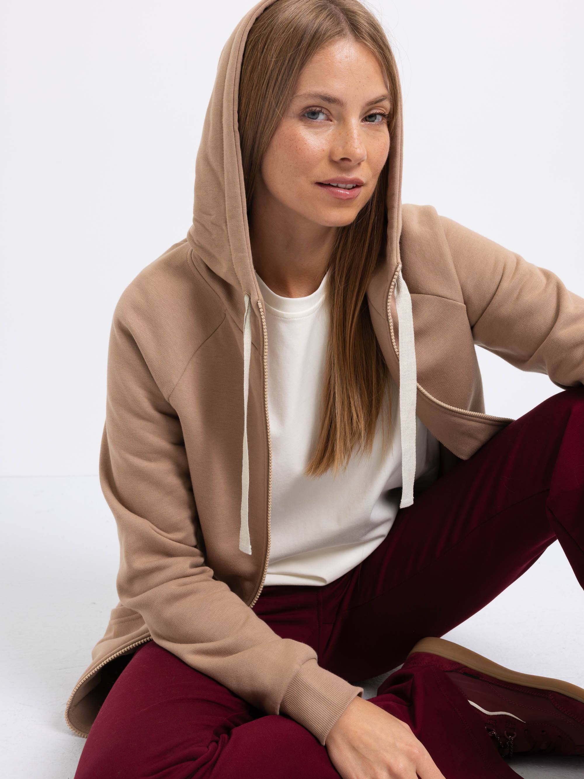 Mocha mousse bluza z kapturem damska