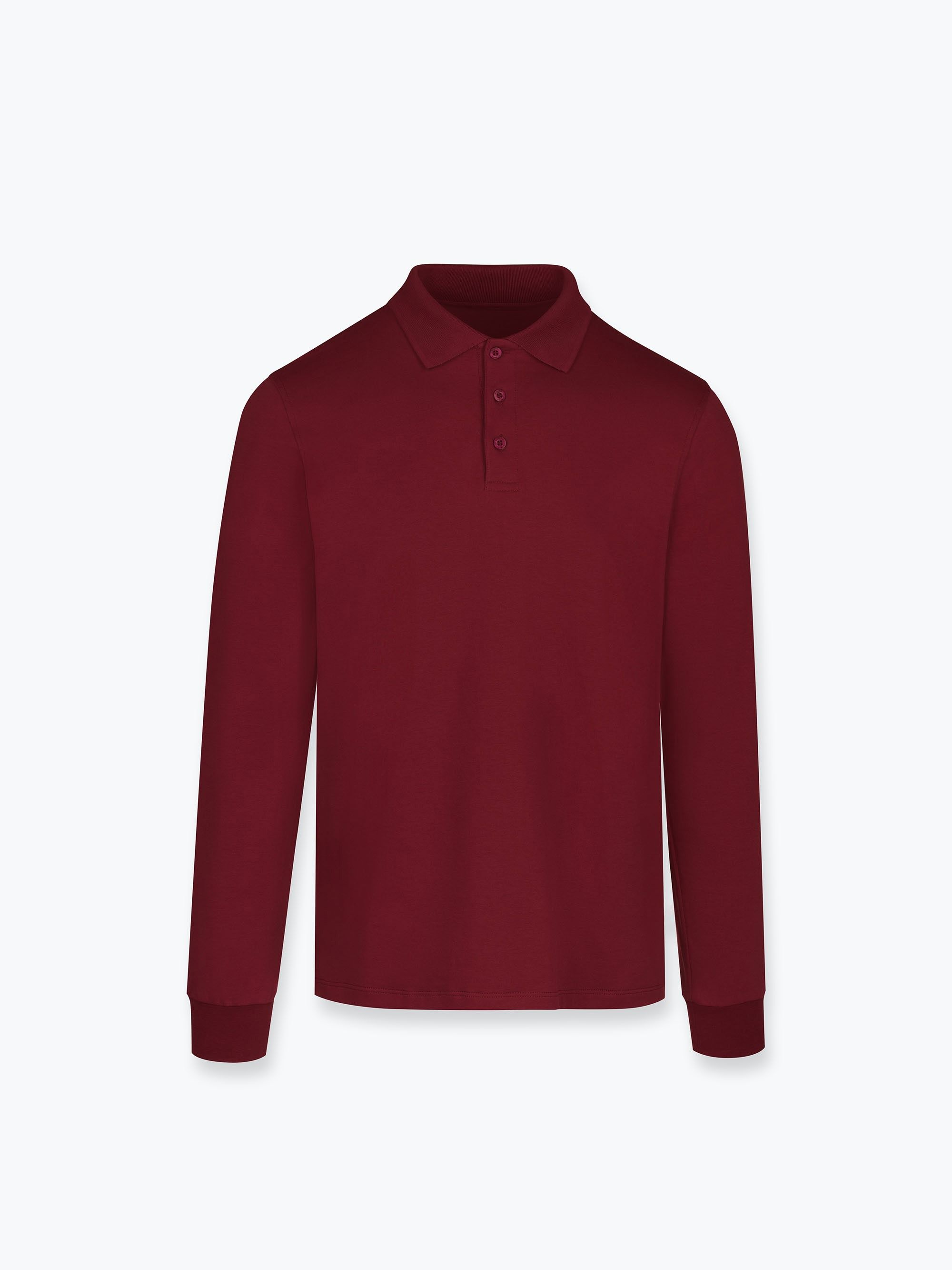 Burgundy long-sleeve polo shirt Men