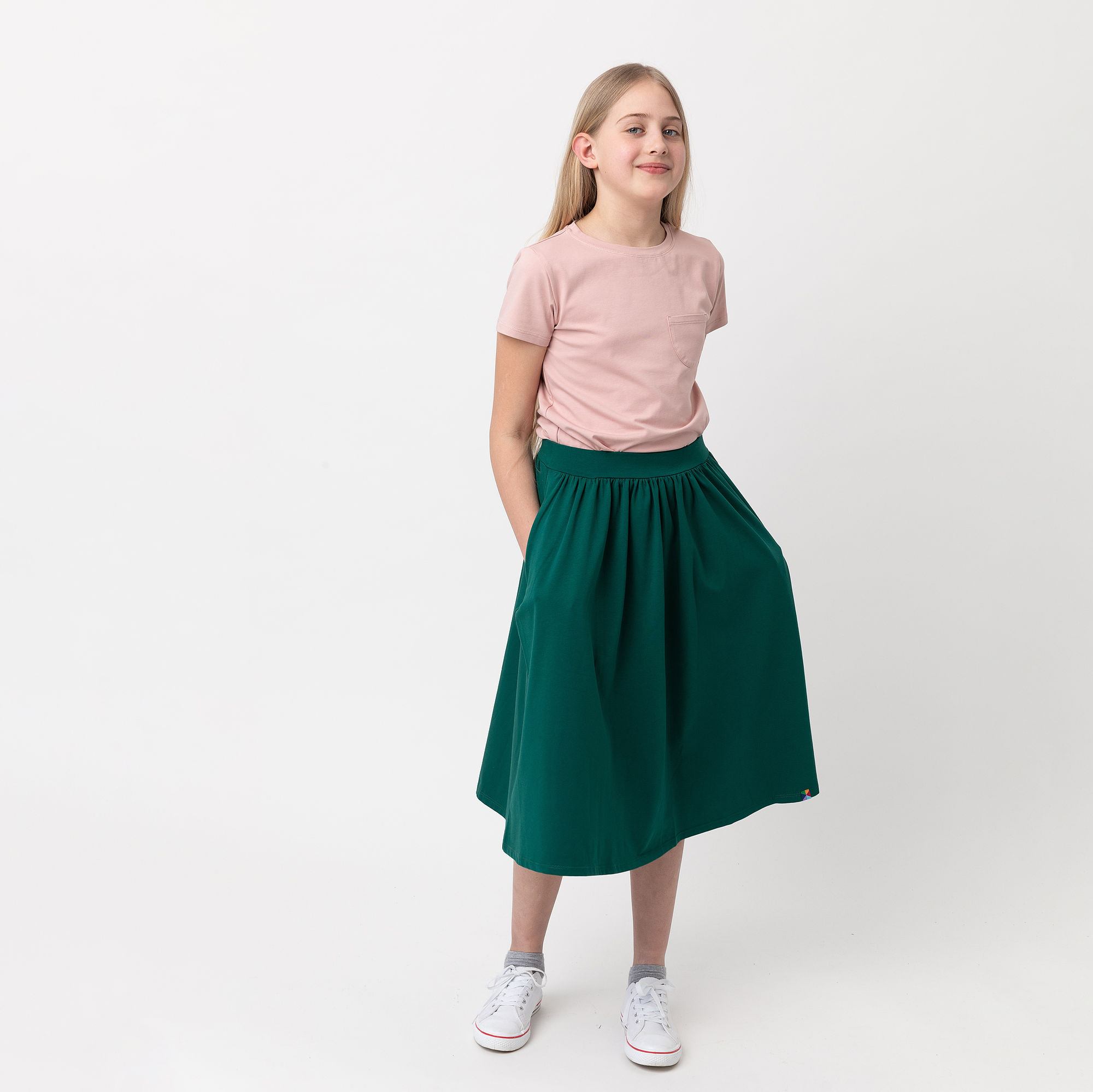 Pudroworóżowy T-shirt z kieszonką Junior