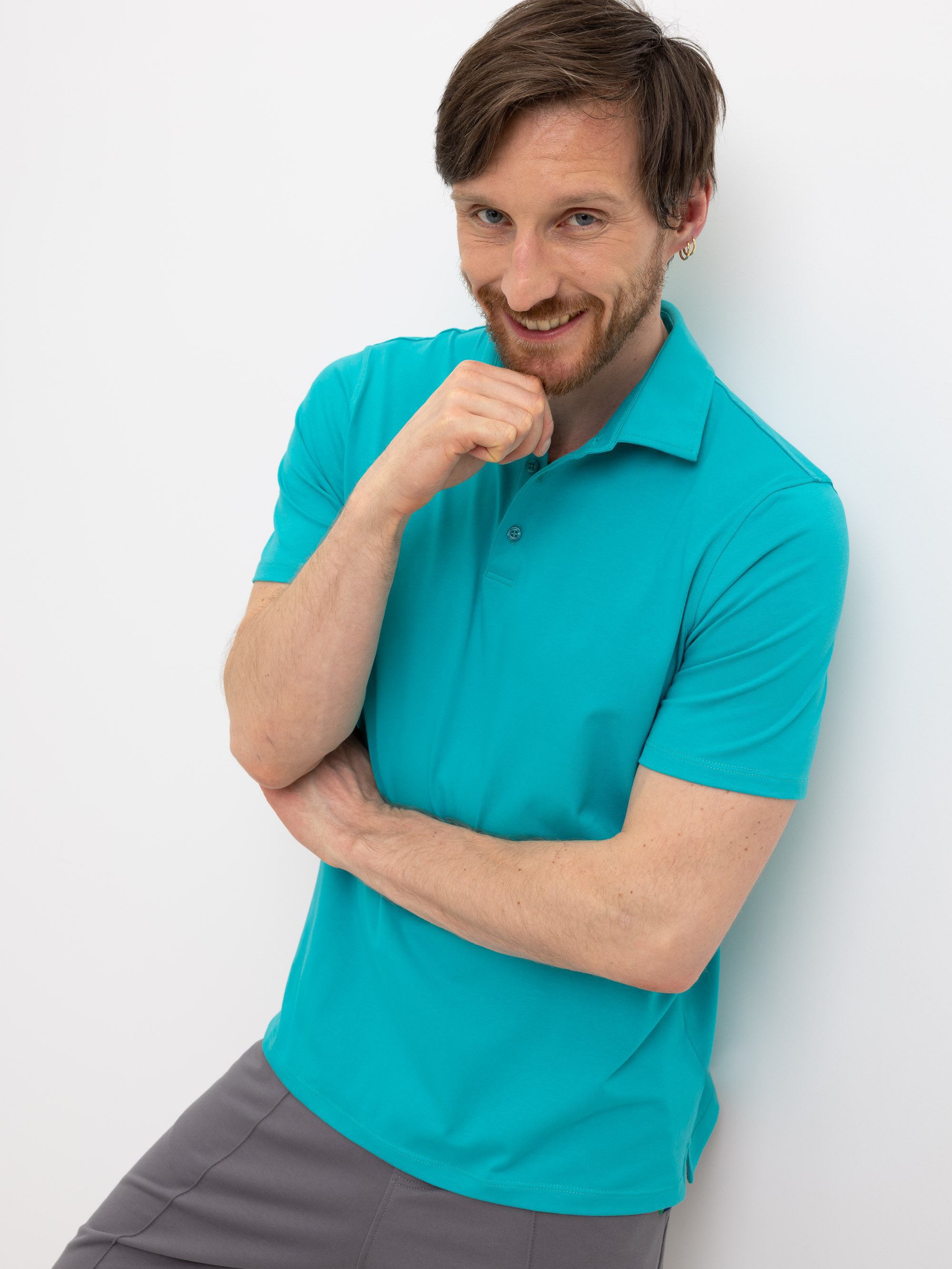 Turkusowa koszulka polo męska