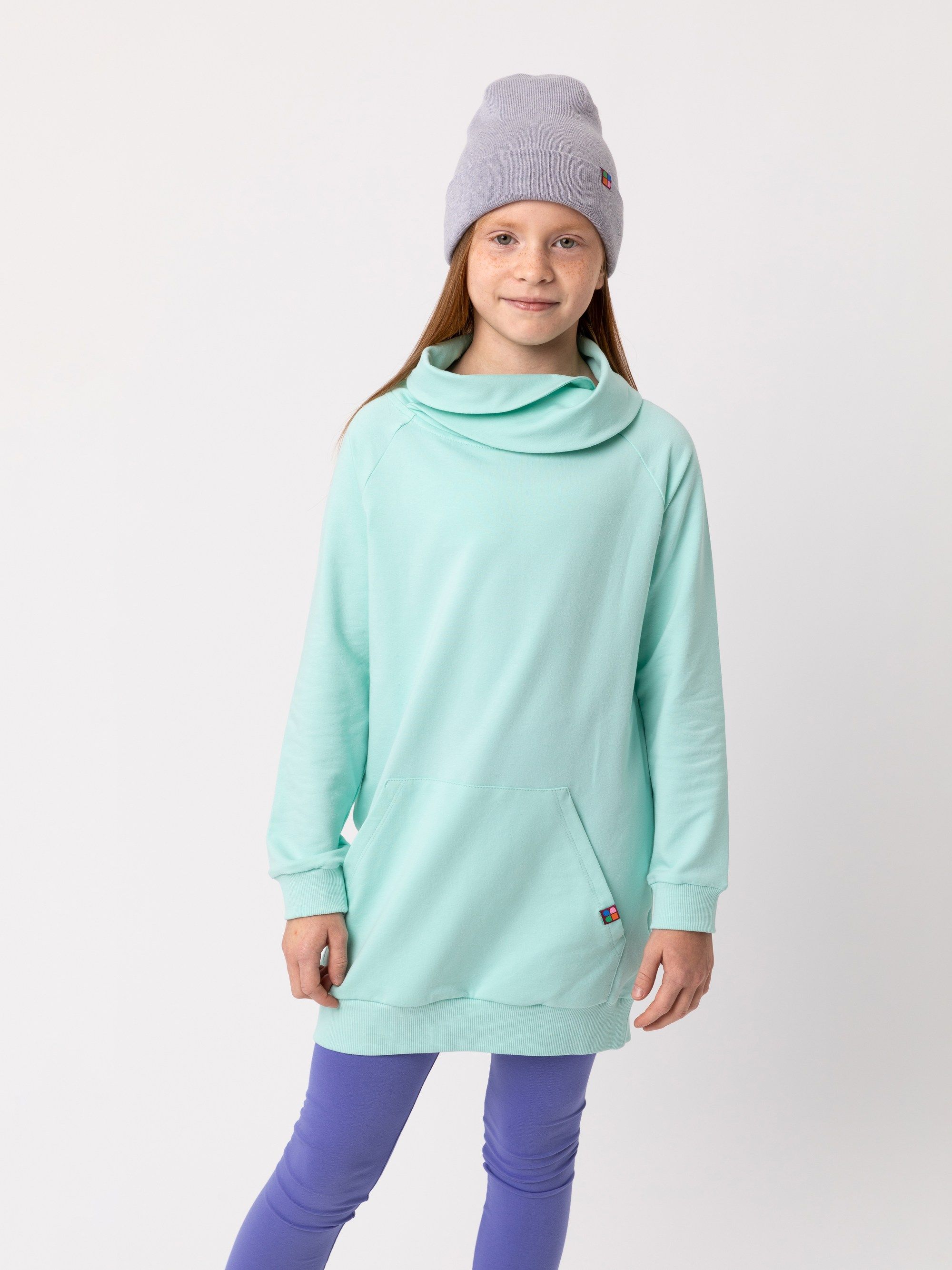 Grey melange fine knit merino wool cap kids