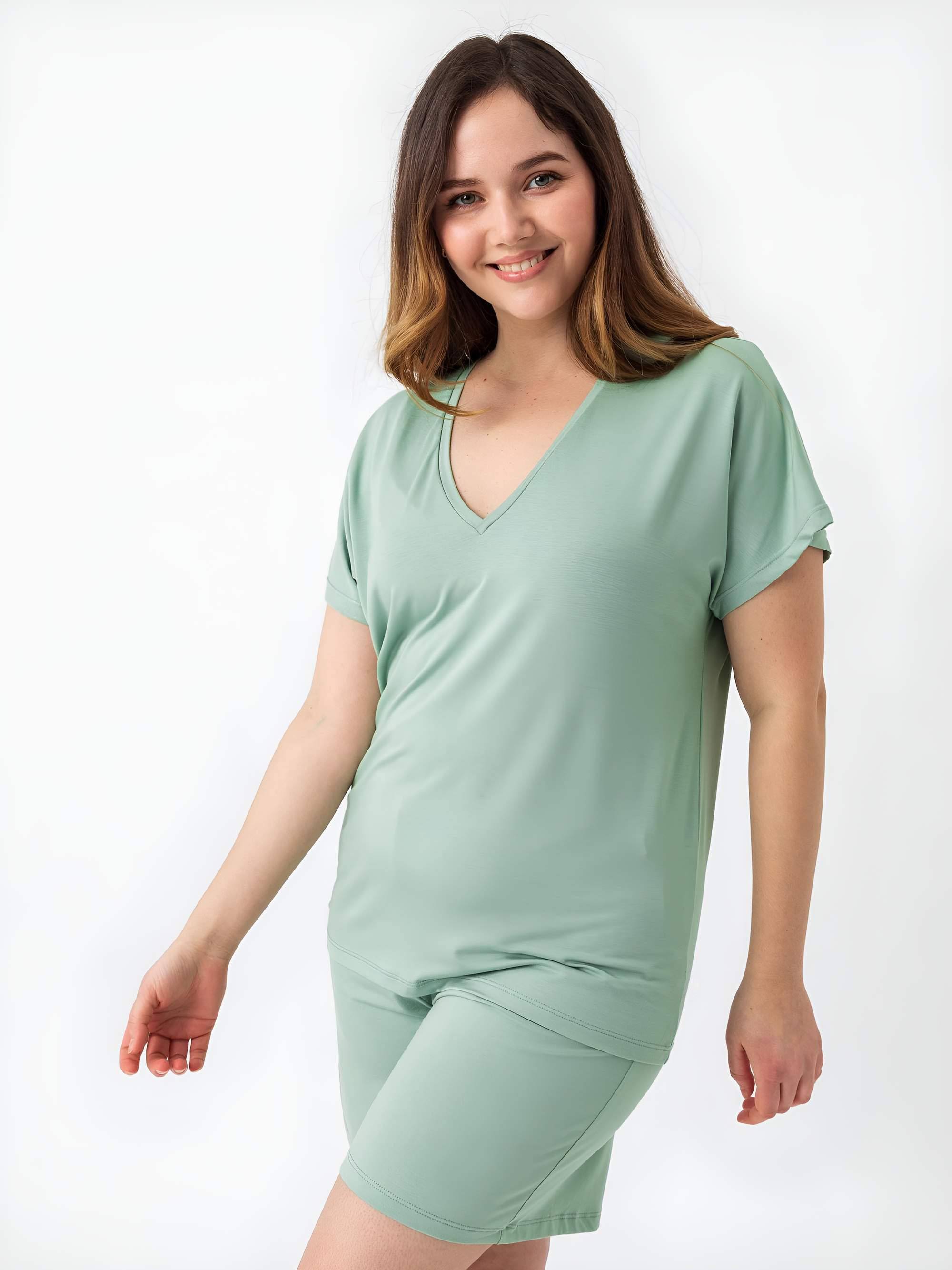 Celadon short sleeve pajama top Women
