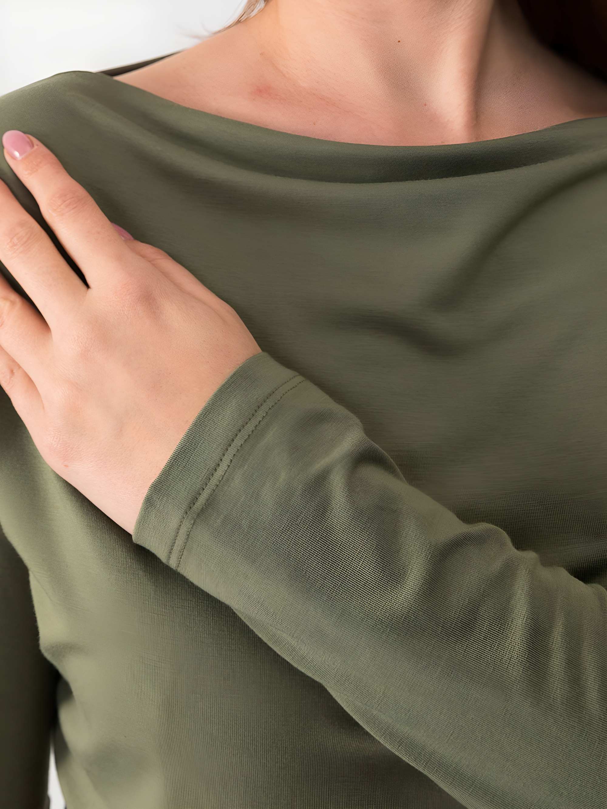 Olive boat-neck blouse Women
