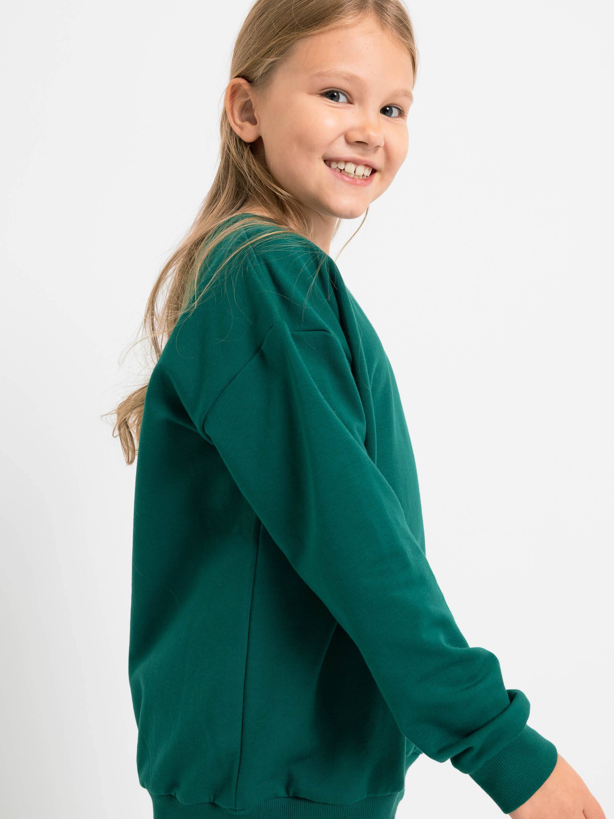 Butelkowozielona bluza dresowa z meszkiem Junior