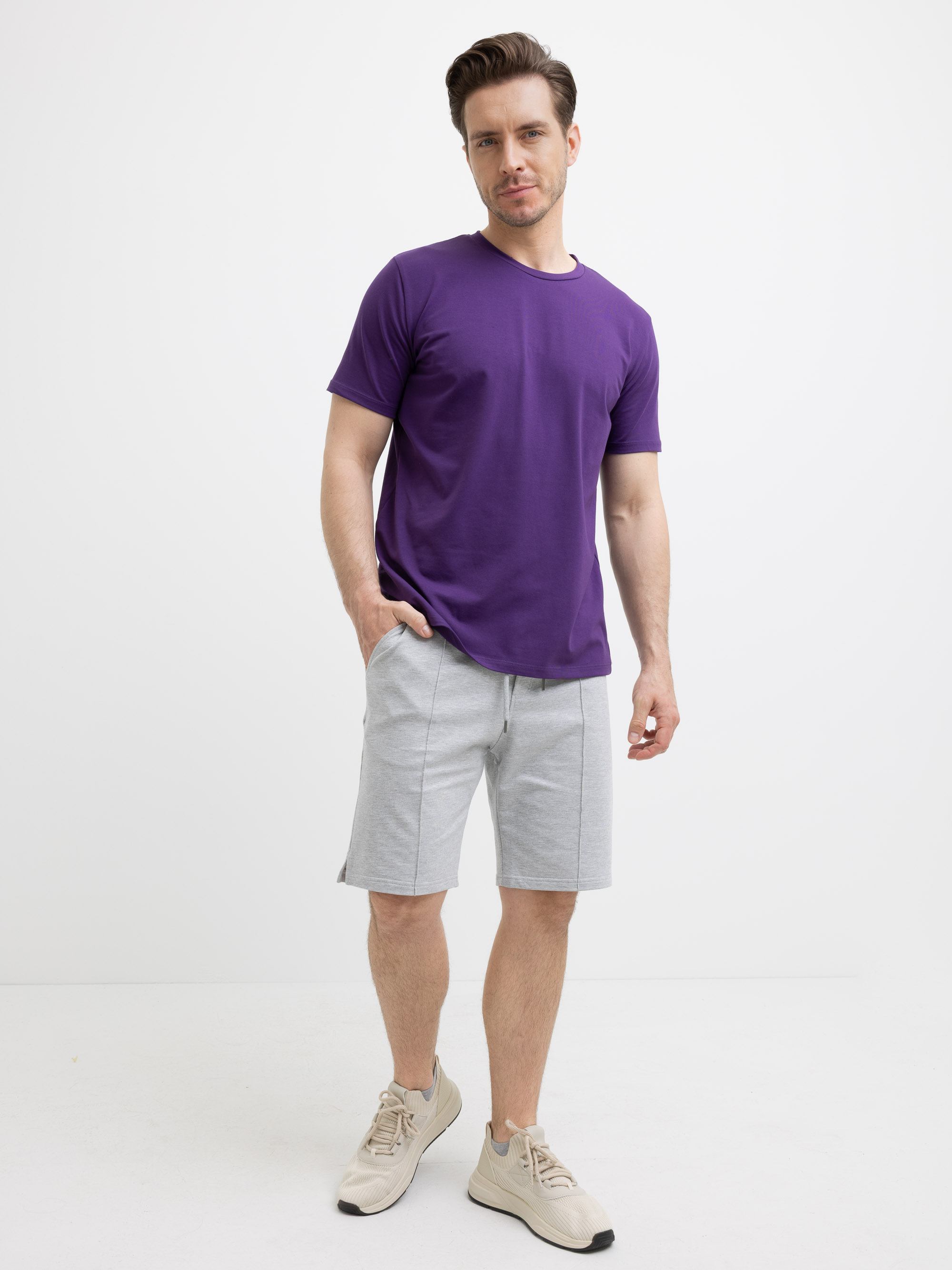 Fioletowy T-shirt męski
